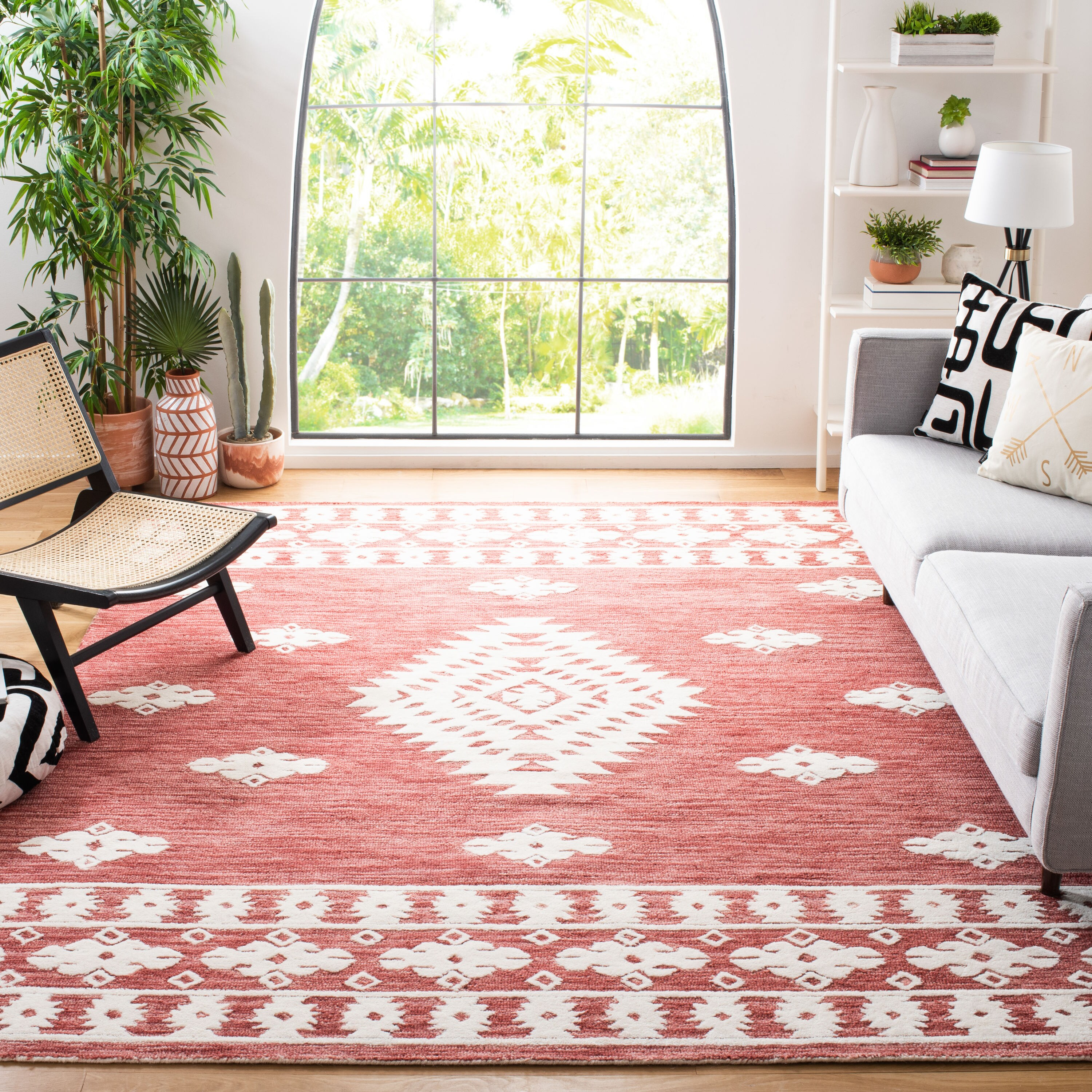SAFAVIEH Aspen Kerry Geometric Area Rug, Rust/Ivory, 9' x 12'