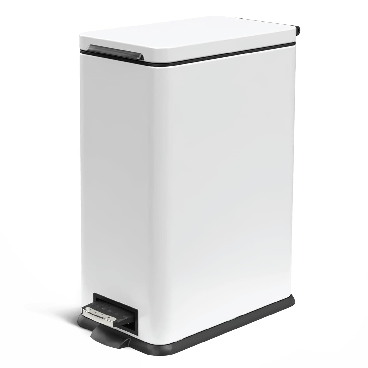 Home Zone Living 8 Gallon Stainless Steel Kitchen Trash Can with Step-On Pedal and Slow Closing Lid