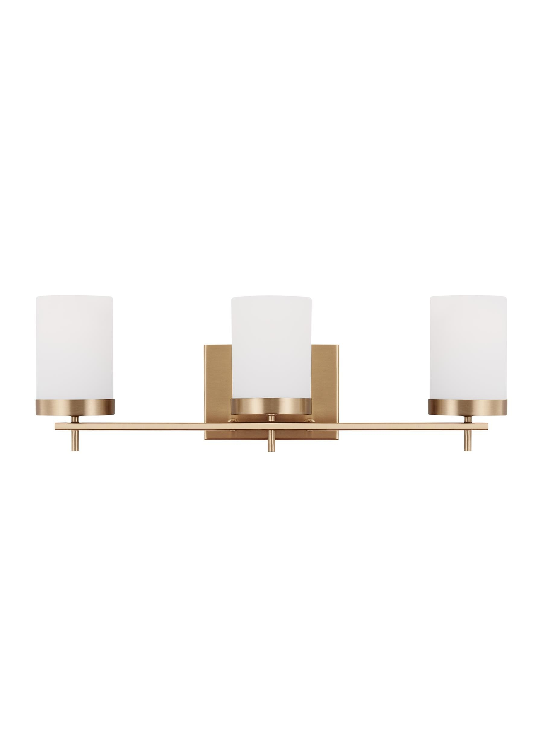 Generation Lighting 3-Light Zire Modern Bath Fixture Wall Lamp Satin Brass 4490303-848, Bathroom Light Fixture for Home Décor, Wall Sconce Vanity Light Fixture and Bathroom Accessory
