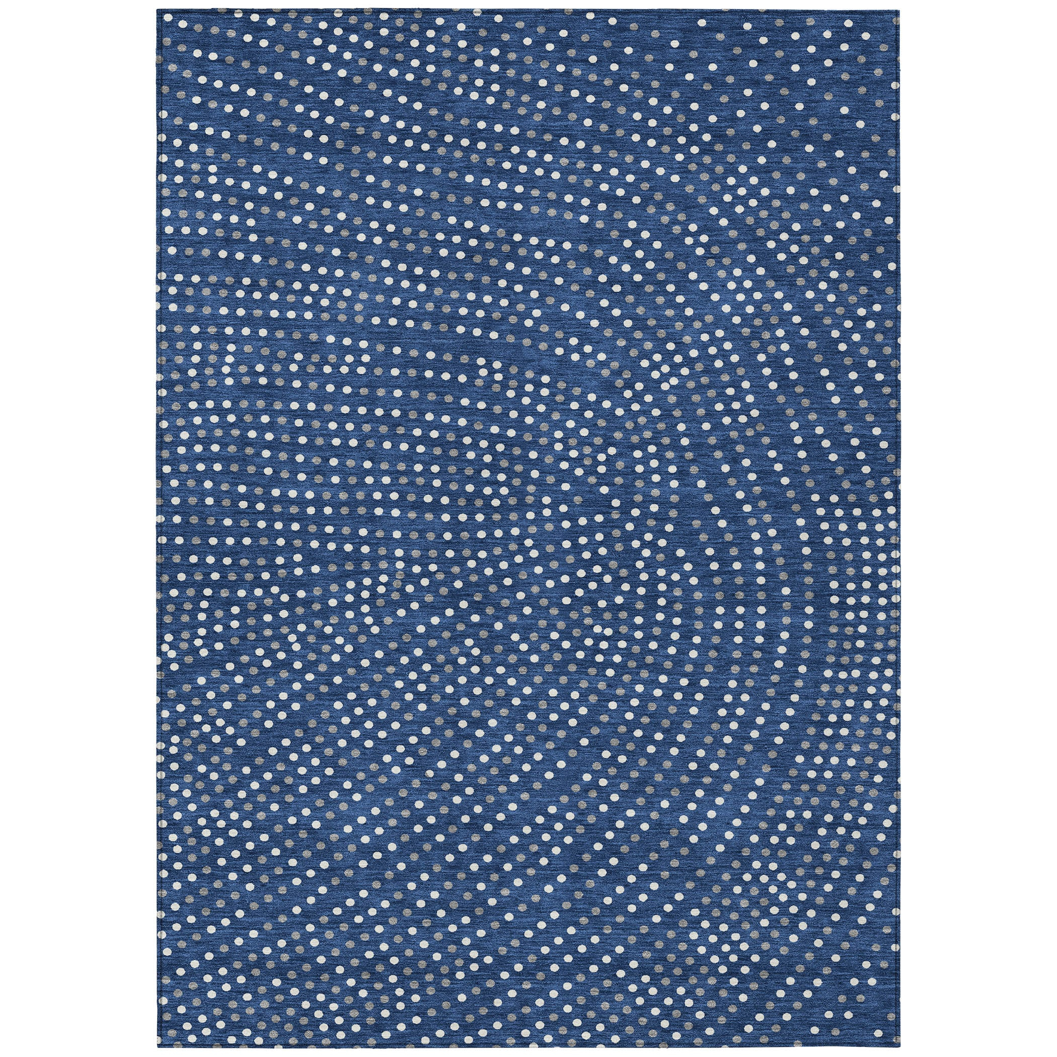 Navy Rectangular Machine-Washable Synthetic Indoor/Outdoor Rug 3' x 5'