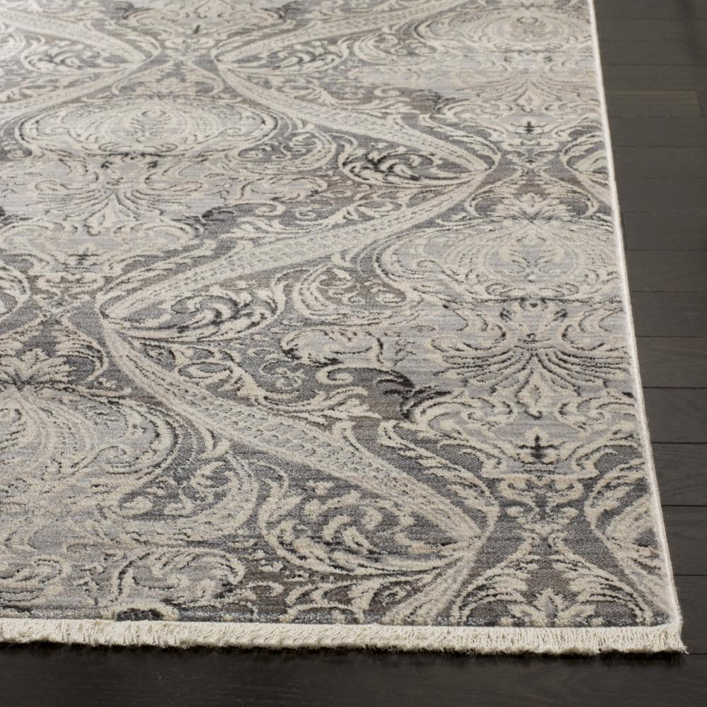 SAFAVIEH Vintage Persian Bear Geometric Polyester Runner Rug, Grey/Charcoal, 2'2" x 12'