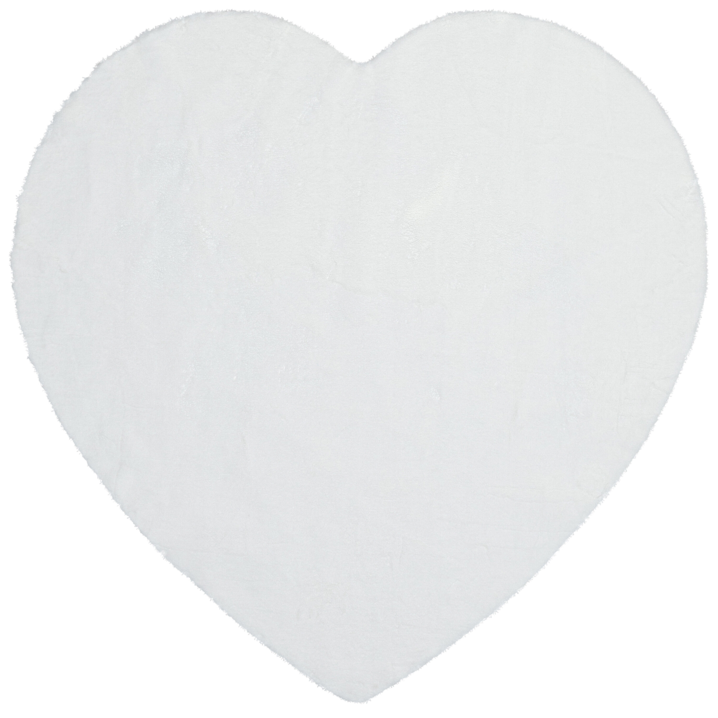 Well Woven Opal Crest Textured Solid White Modern Faux Fur 5'2" Heart Area Rug