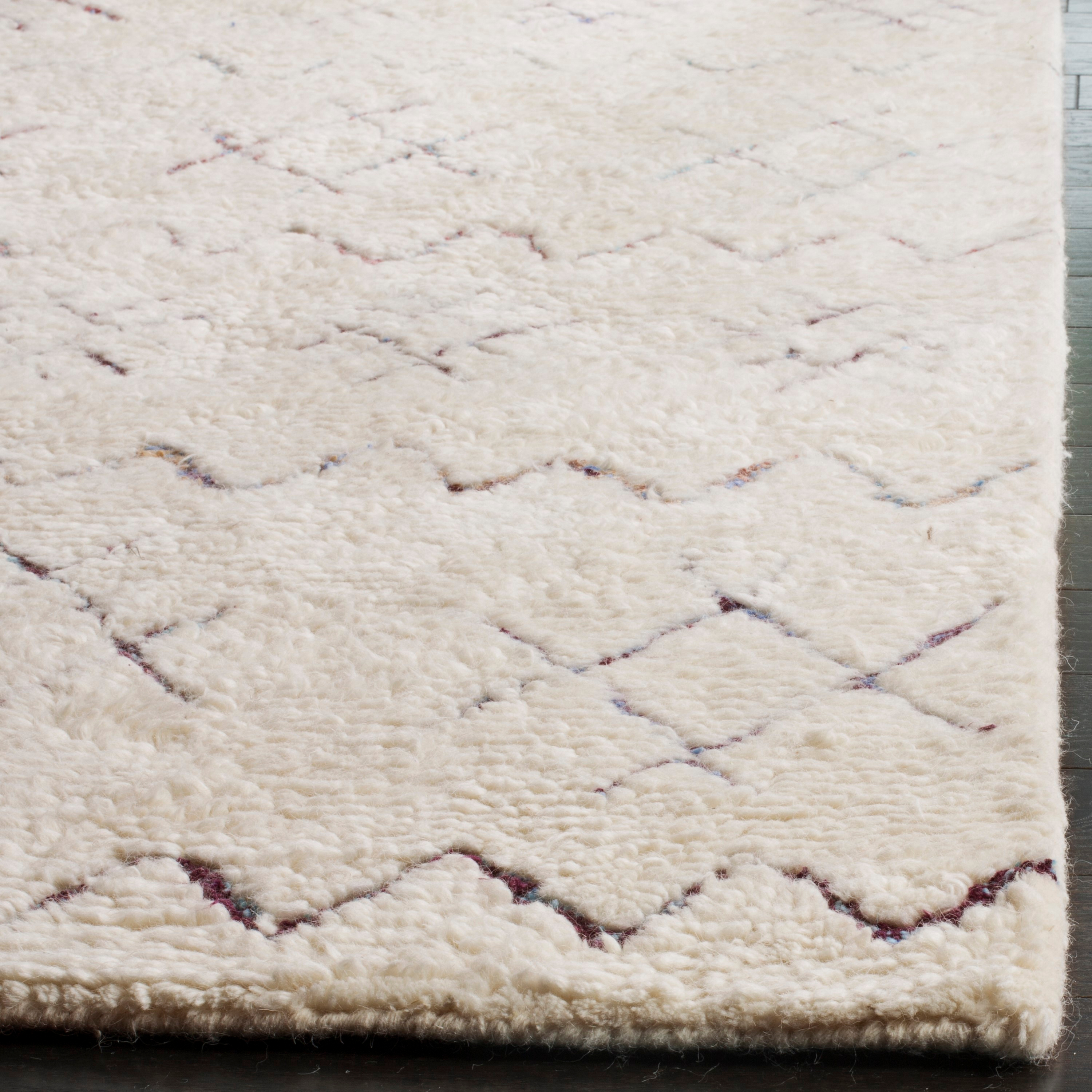SAFAVIEH Casablanca Corrine Geometric Shag Area Rug, Ivory/Multi, 6' x 9'