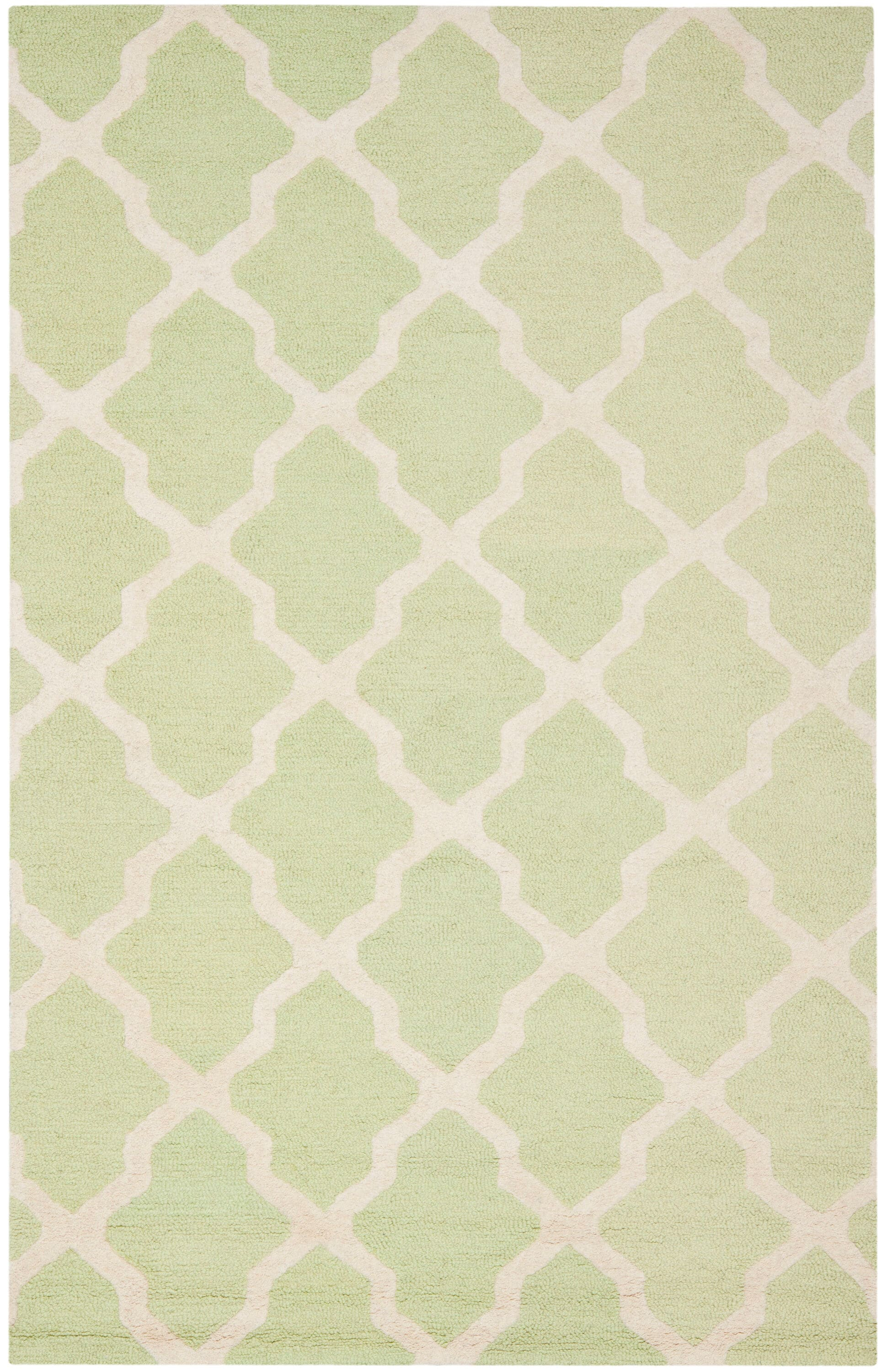 SAFAVIEH Cambridge Liam Geometric Wool Area Rug, Light Green/Ivory, 5' x 8'