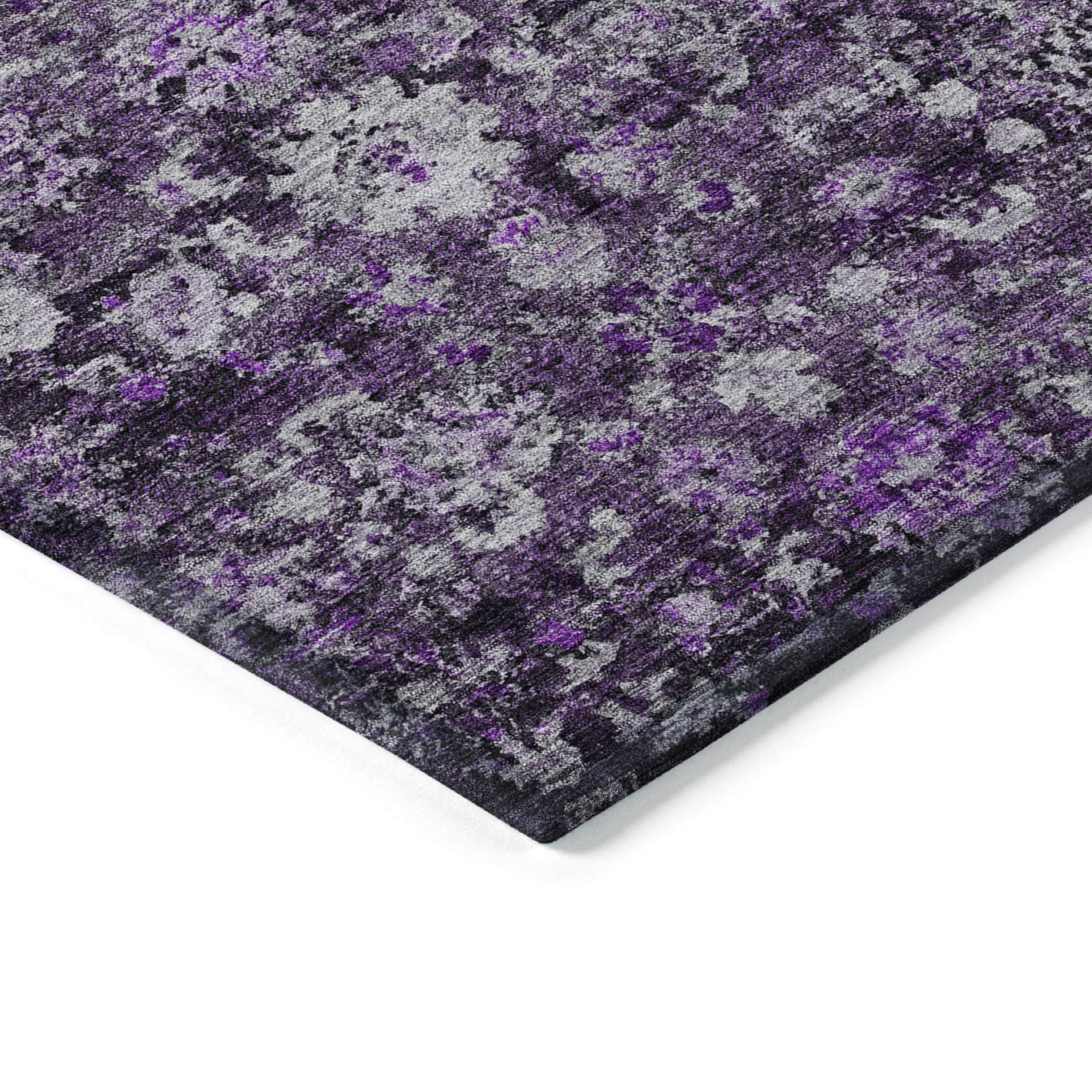 Purple Rectangular Machine-Washable Synthetic Area Rug