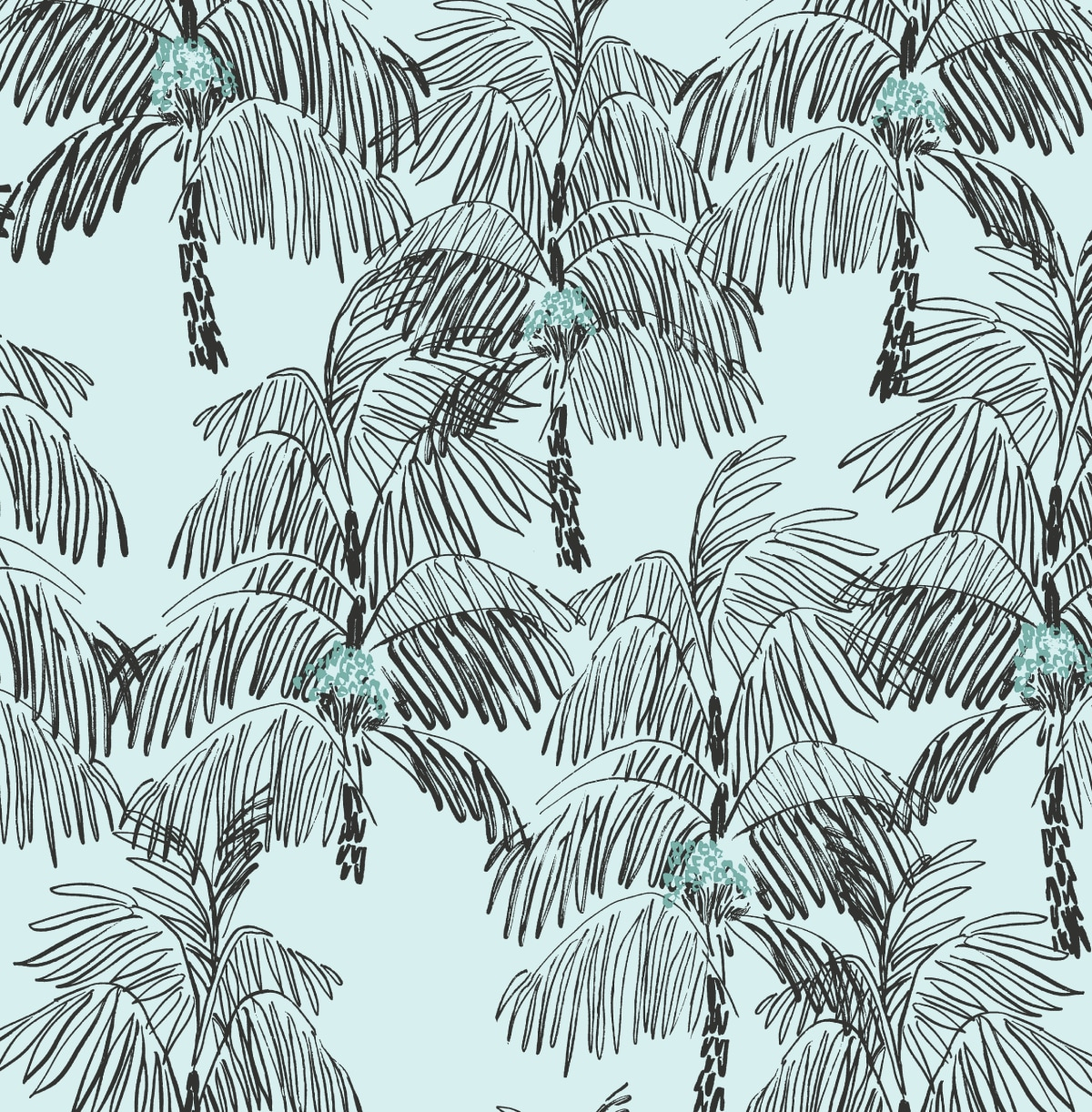 NextWall  Palm Beach Peel and Stick Wallpaper Sky Blue & Black