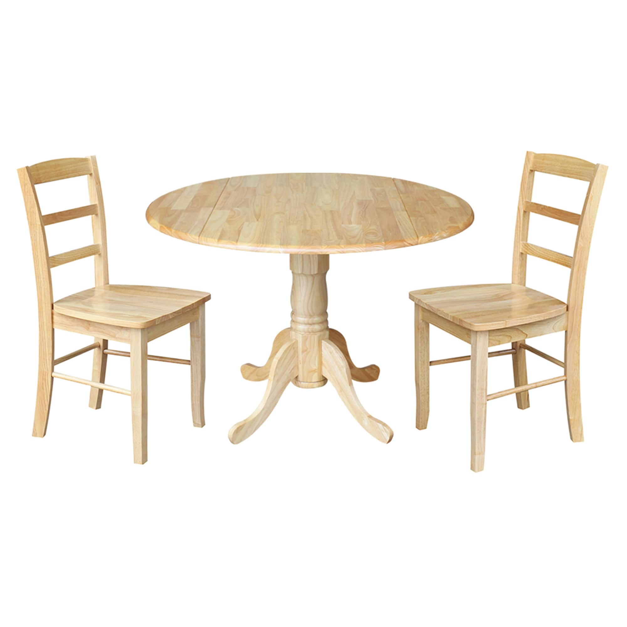 International Concepts 42" Dual Drop Leaf Table with 2 Madrid Chairs - Natural - Set of 3
