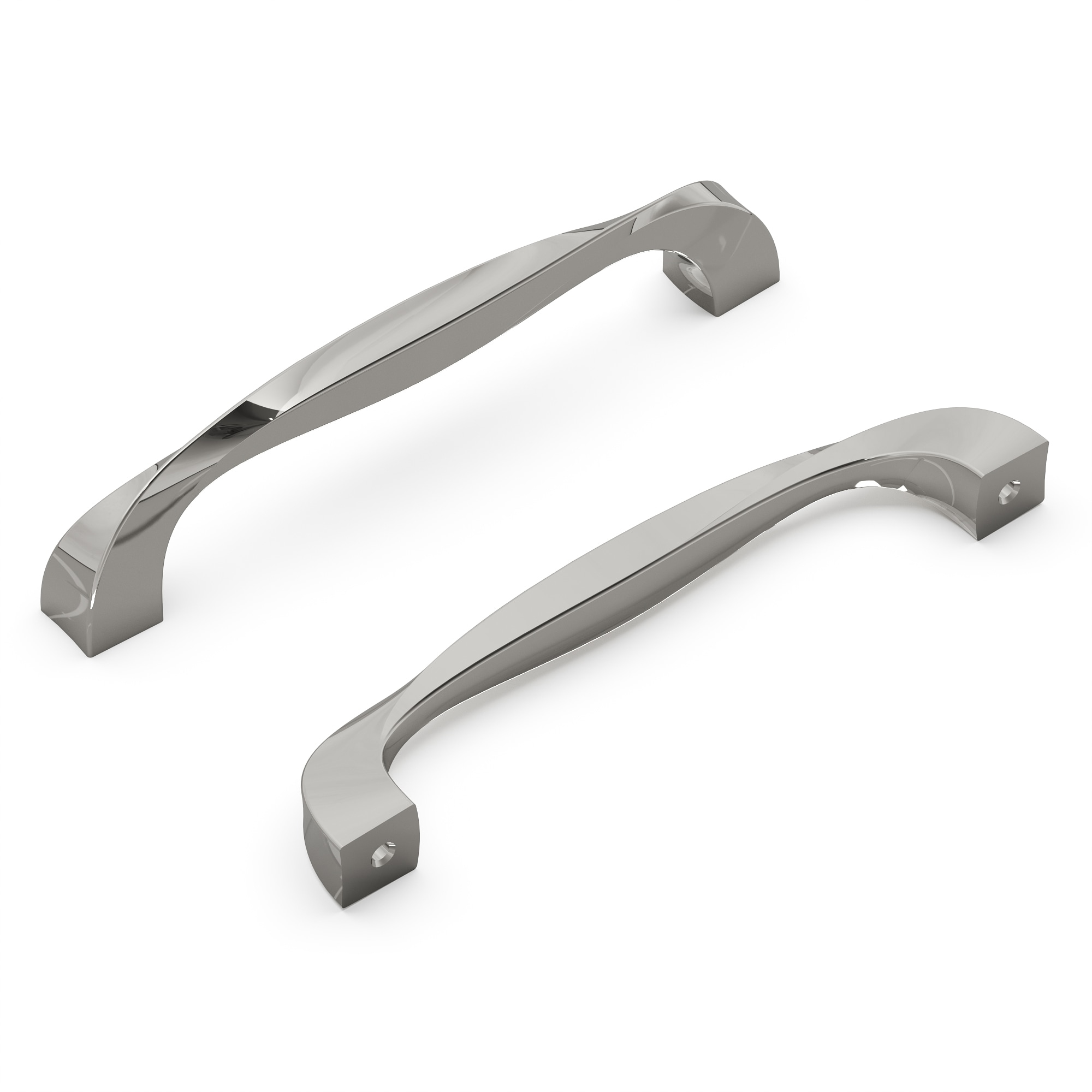Hickory Hardware 1 Pack Solid Core Kitchen Cabinet Pulls, Luxury Cabinet Handles, Hardware for Doors & Dresser Drawers, 5-1/16 Inch (128mm) Hole Center, Polished Nickel, Twist Collection