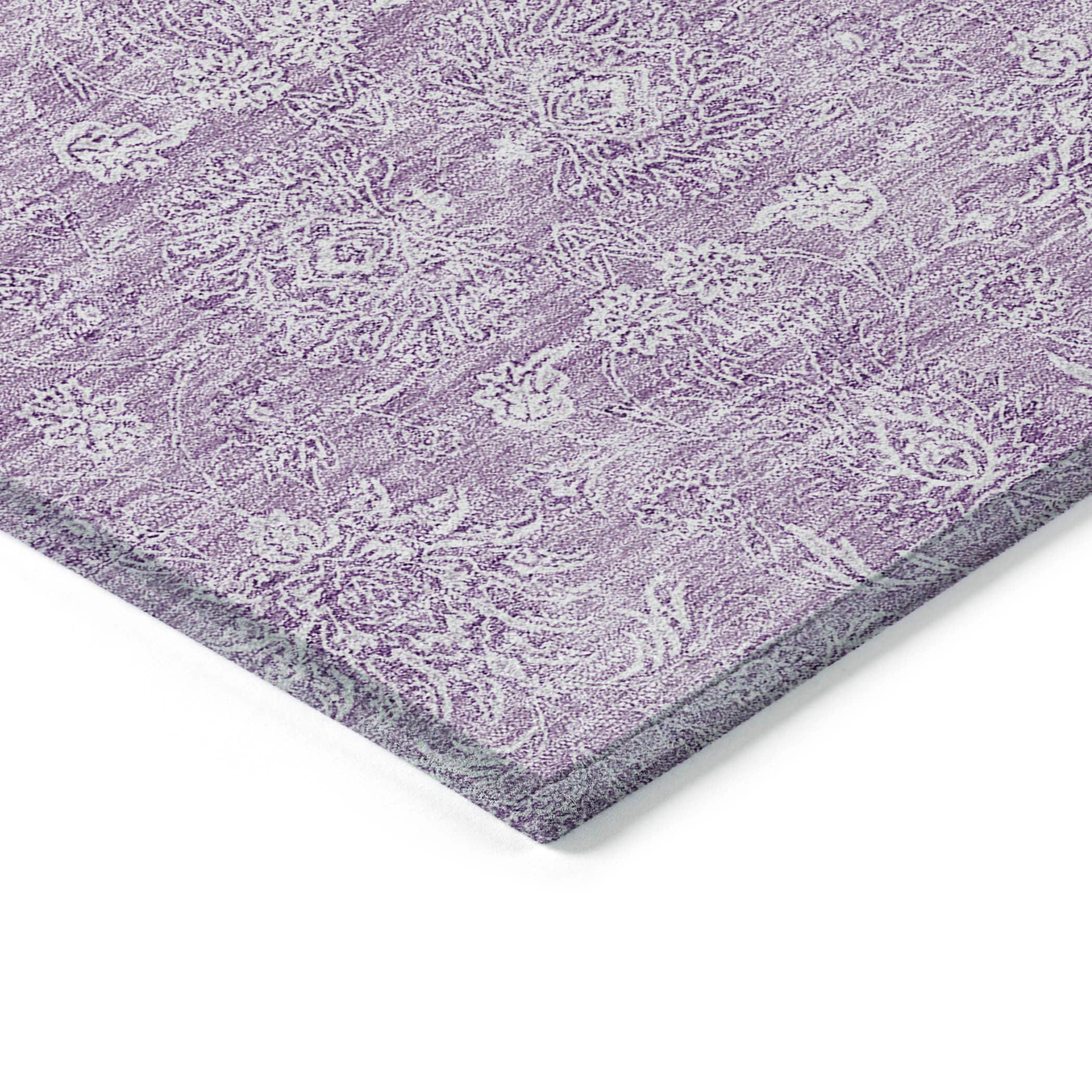 Lavender Synthetic Flat Woven Round Washable Area Rug