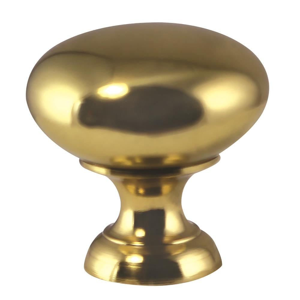 Polished Brass Round Cabinet Knob with Mounting Hardware