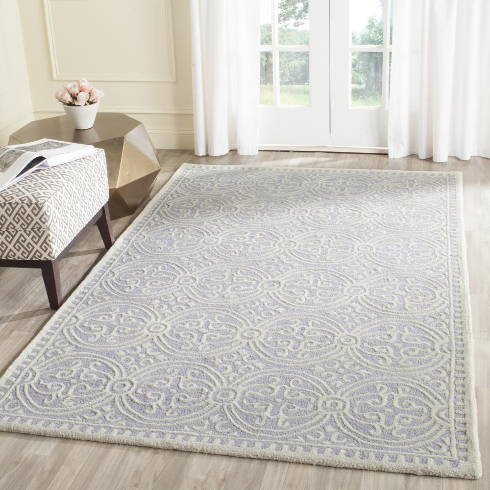 SAFAVIEH Cambridge Leslie Geometric Wool Area Rug, Lavender/Ivory, 4' x 6'
