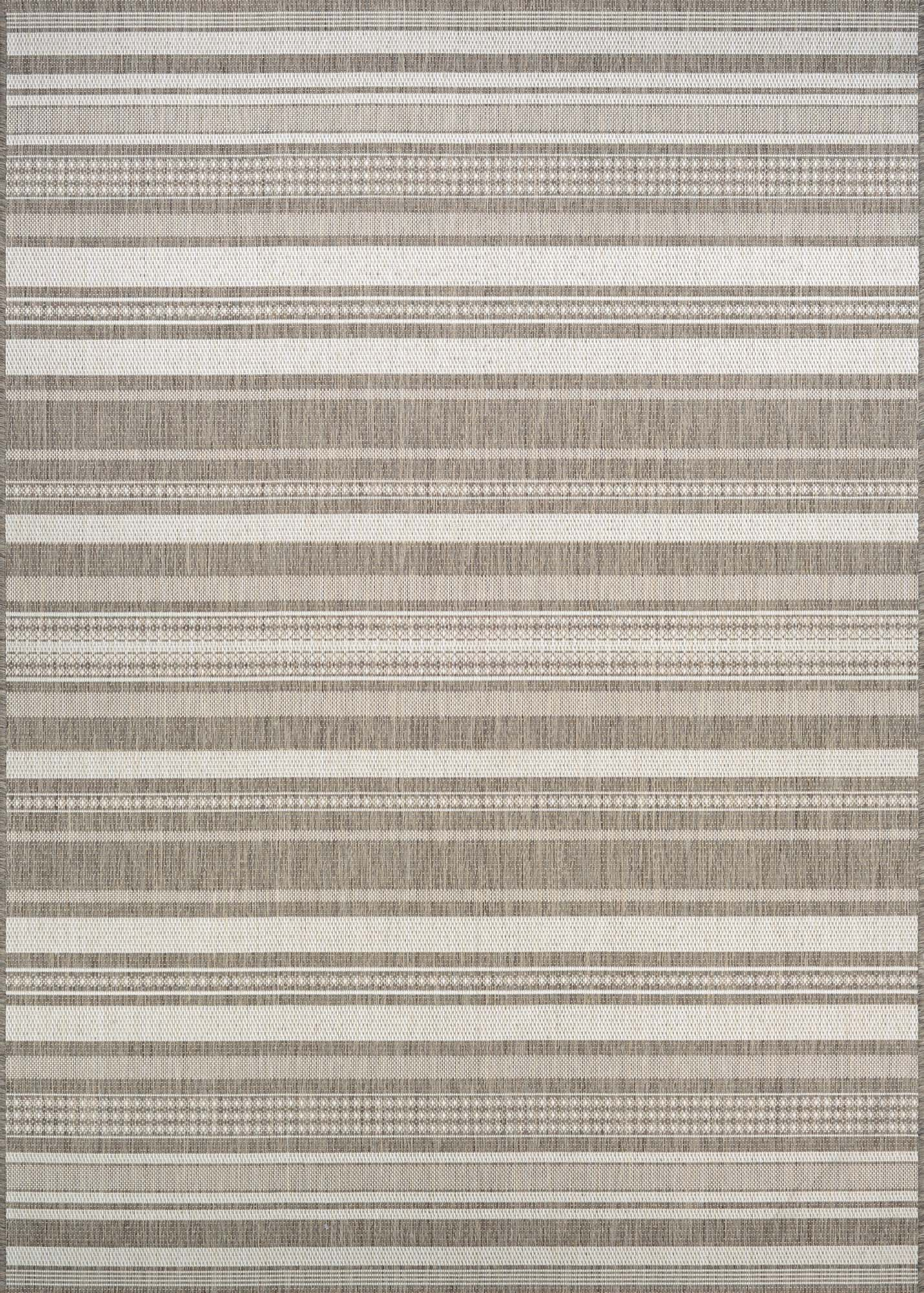 Couristan Recife Gazebo Stripe Indoor / Outdoor Area Rug, Champagne- Taupe, 5'3" x 7'6"