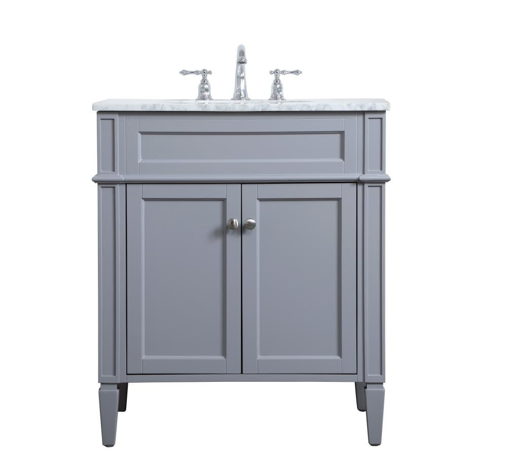 Elegant Decor Williams 30" Single Marble Top Bathroom Vanity in Gray