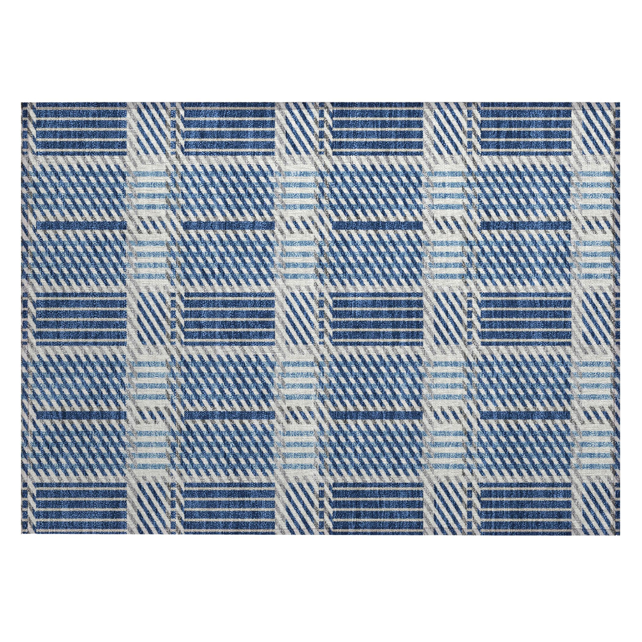 Navy Rectangular Synthetic Washable Indoor/Outdoor Rug 30" x 20"