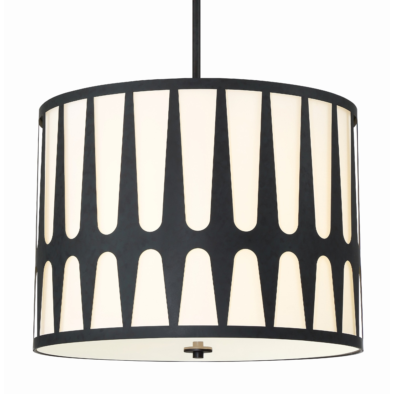 Royston Black Steel 5-Light Drum Pendant with White Silk Shade