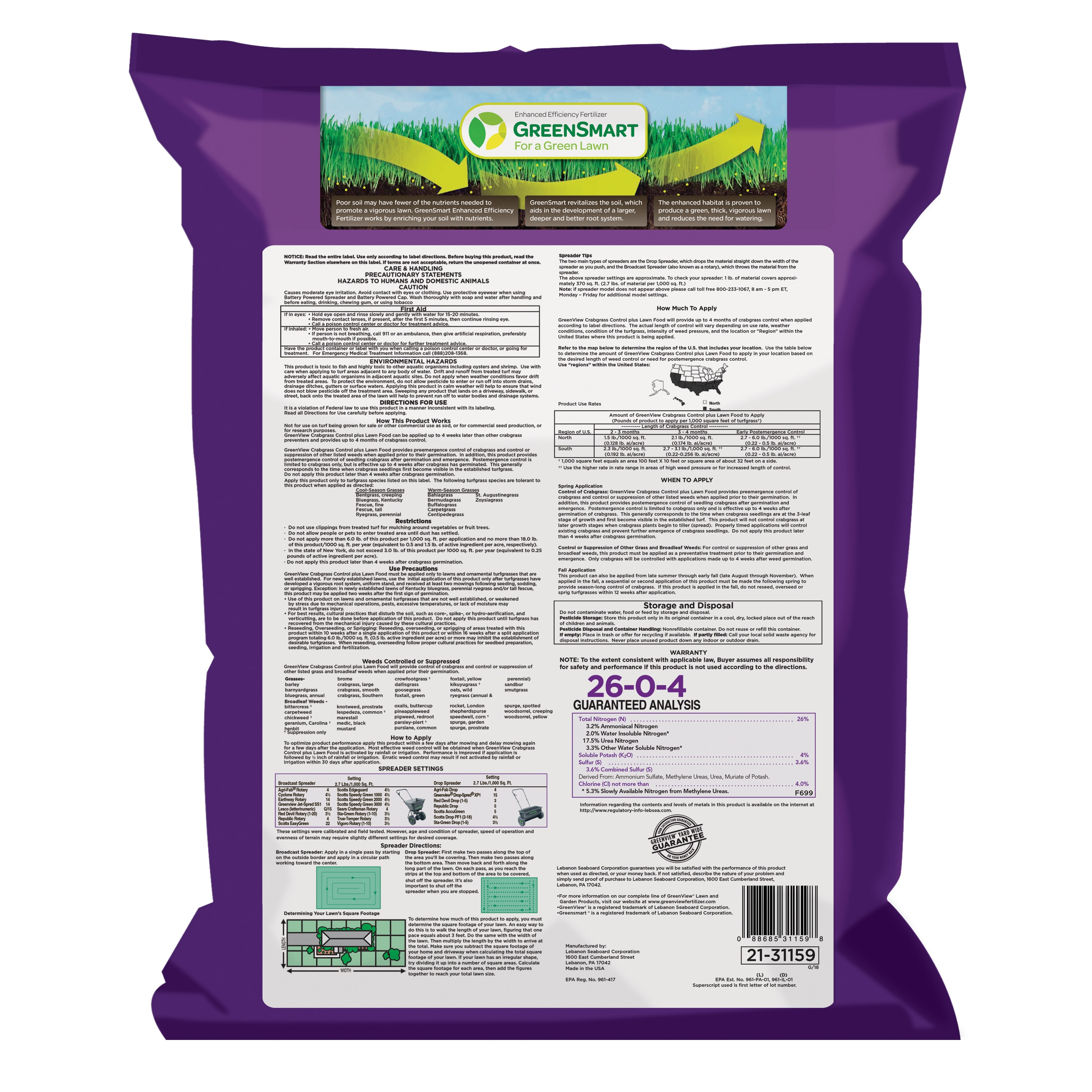 GreenView Crabgrass Control Plus Lawn Food - 13.5 lb. - Covers 5,000 Sq. ft.