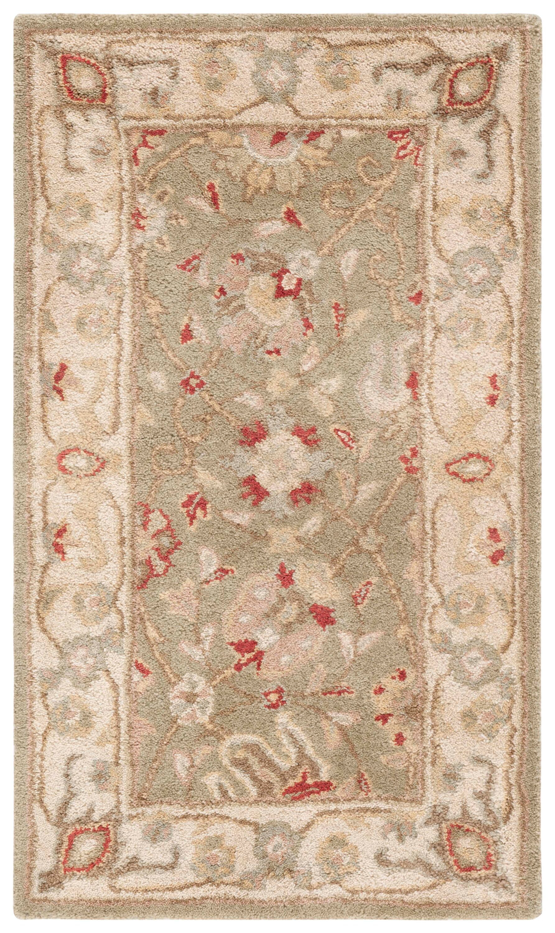 Safavieh Antiquity Dergaz 2 x 4 (ft) Tufted Wool Sage Rectangular Indoor Floral/Botanical Vintage Throw rug