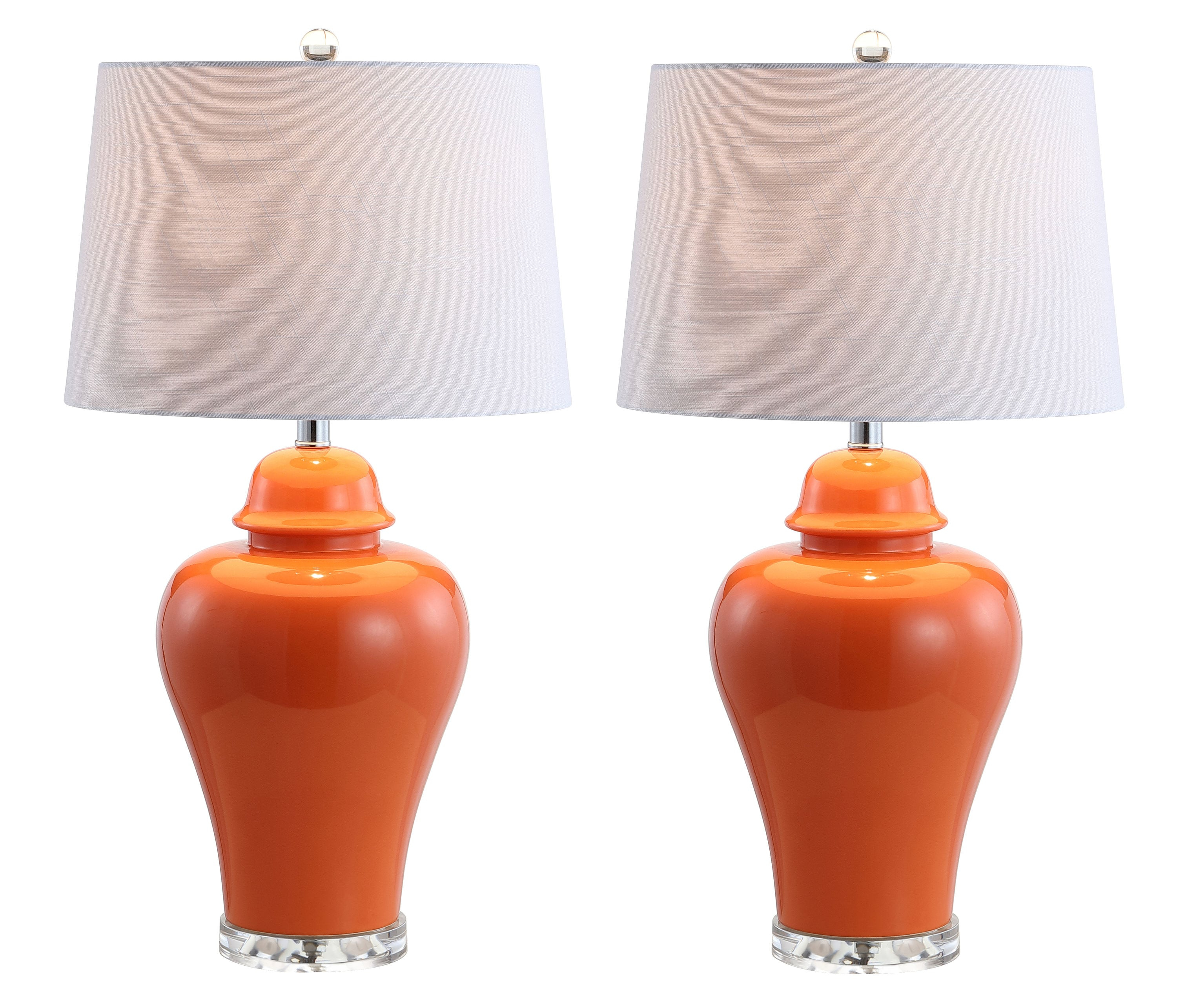 JONATHAN Y JYL4020B-SET2 Set of 2 Table Lamps Winnie 27" Ceramic Urn LED Table Lamp Contemporary Bedside Desk Nightstand Lamp for Bedroom Living Room Office College Bookcase, Orange
