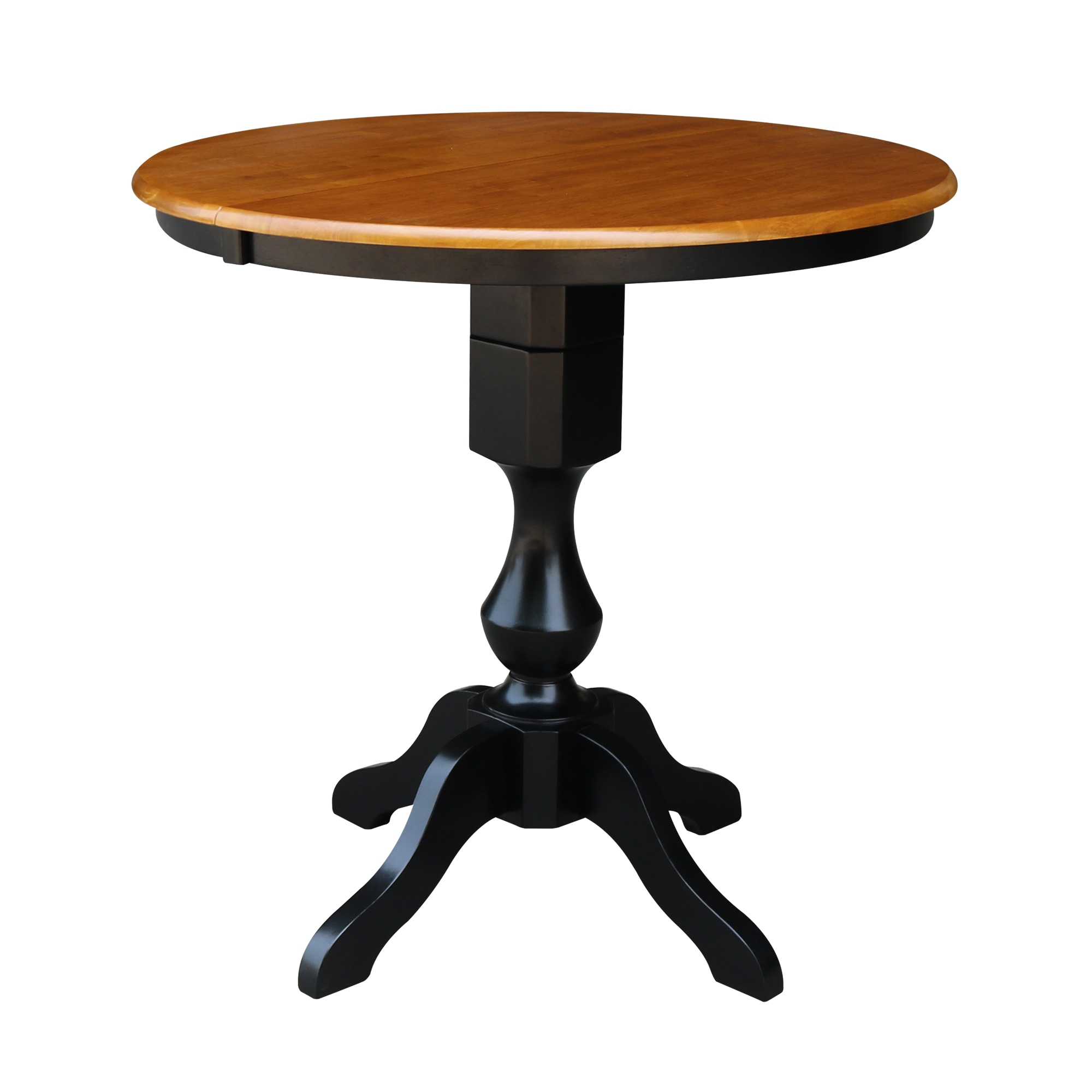 International Concepts Solid Wood 36 in. Round Top Counter Height Table with 12 in. Leaf in Black/Cherry