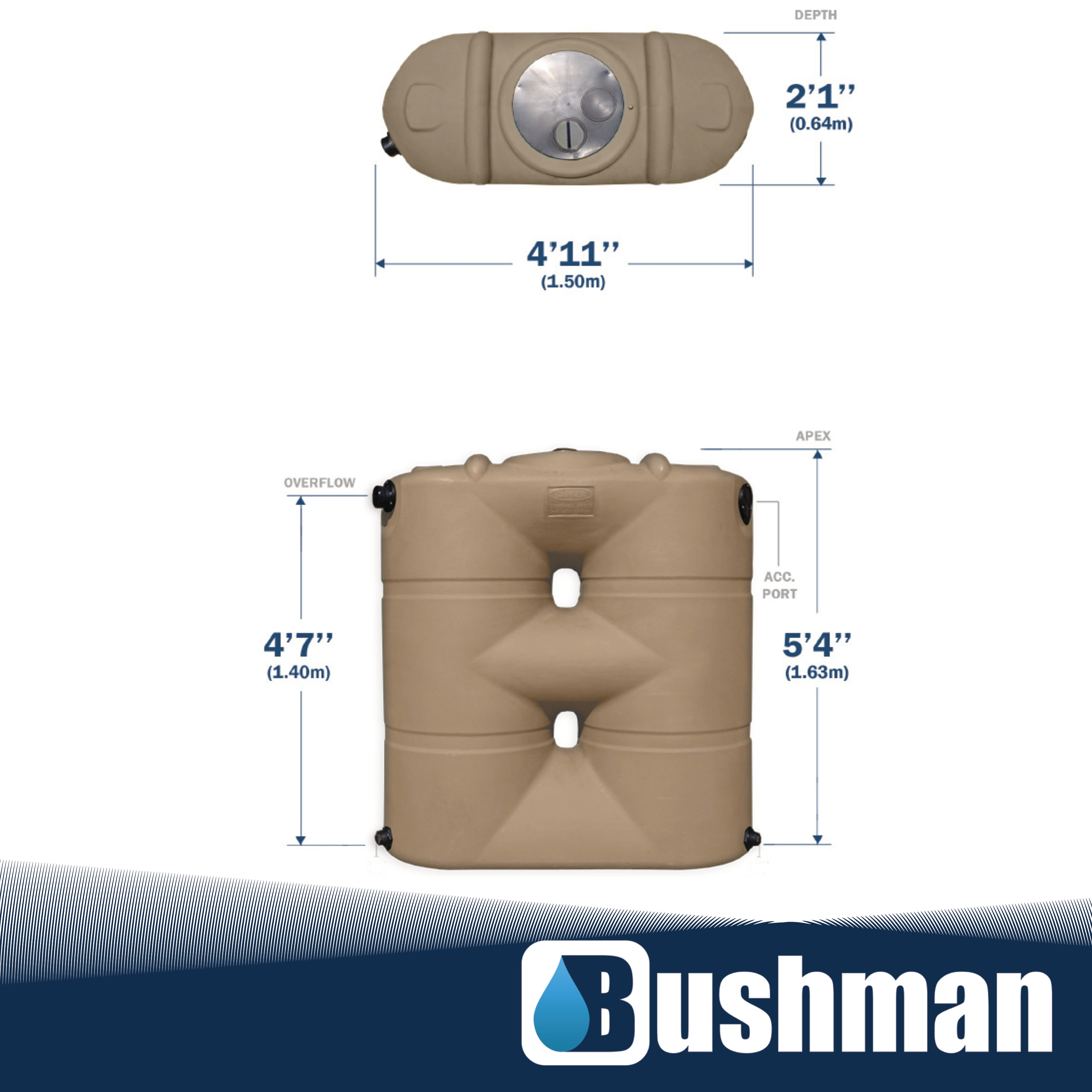 Bushman 265-Gallons Plastic Brown Water Storage Tank