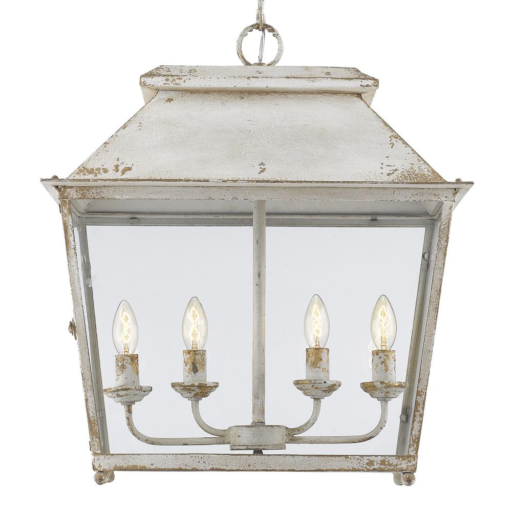 Golden Lighting Abingdon 4-Light Pendant in Antique Ivory with Clear Glass