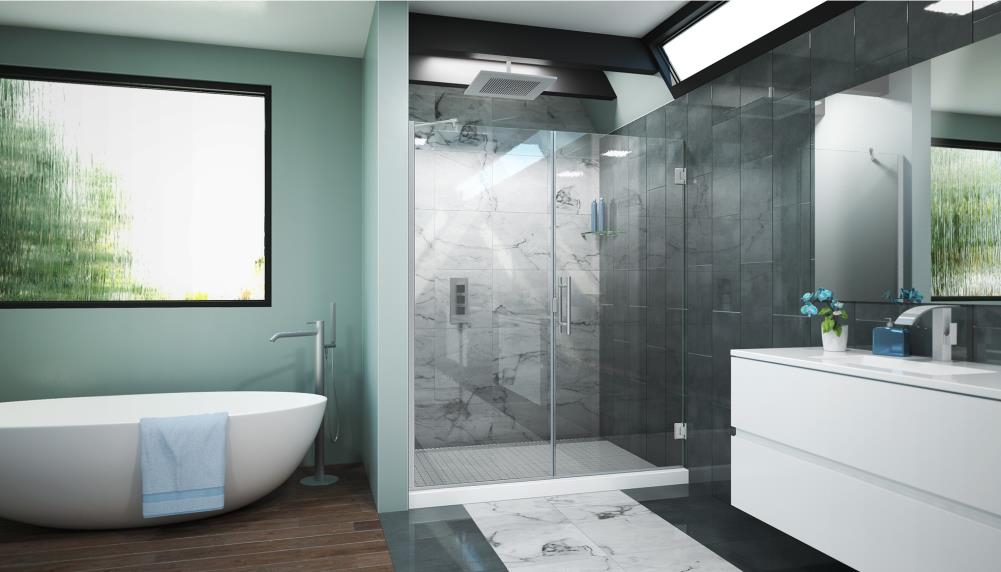 Scottsdale 60" x 72" Hinged Frameless Shower Door with Invisible Shield by Clean-X