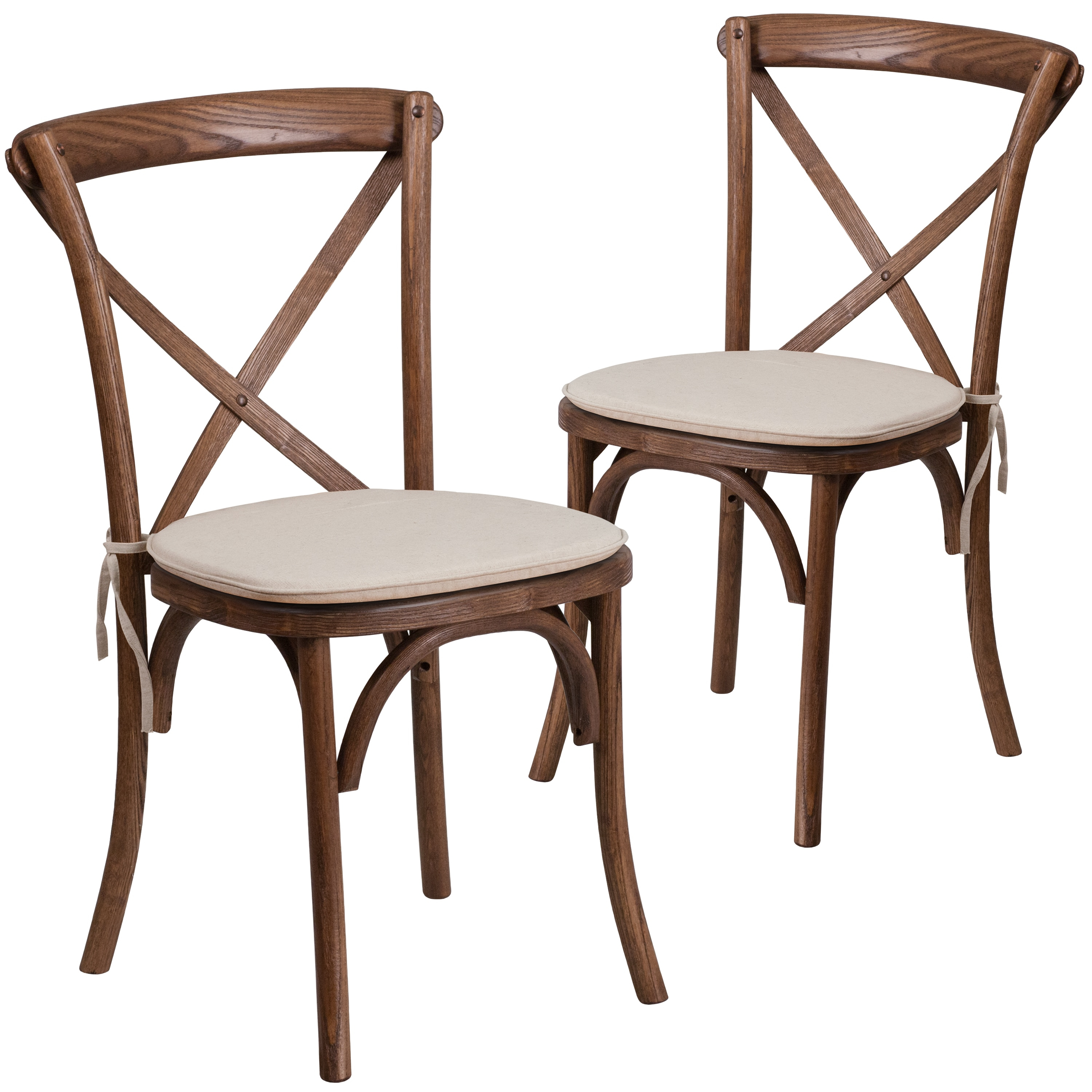 Flash Furniture 2 Pk. HERCULES Series Pecan Cross Back Chair with Cushion