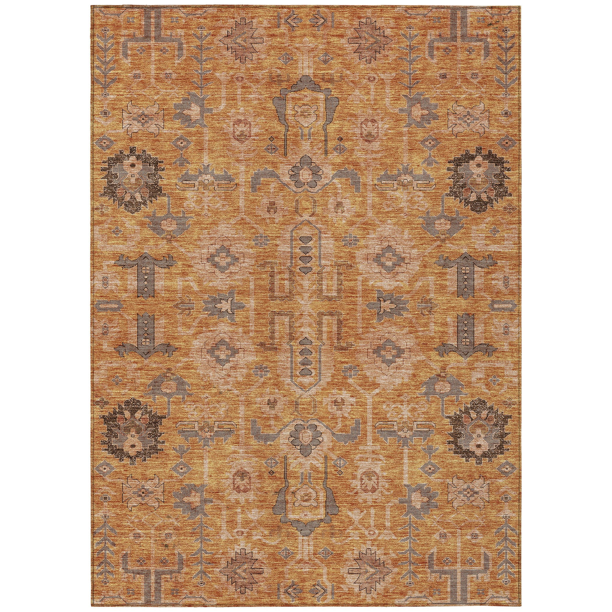 Terracotta Synthetic Flat Woven Rectangular Indoor Outdoor Rug