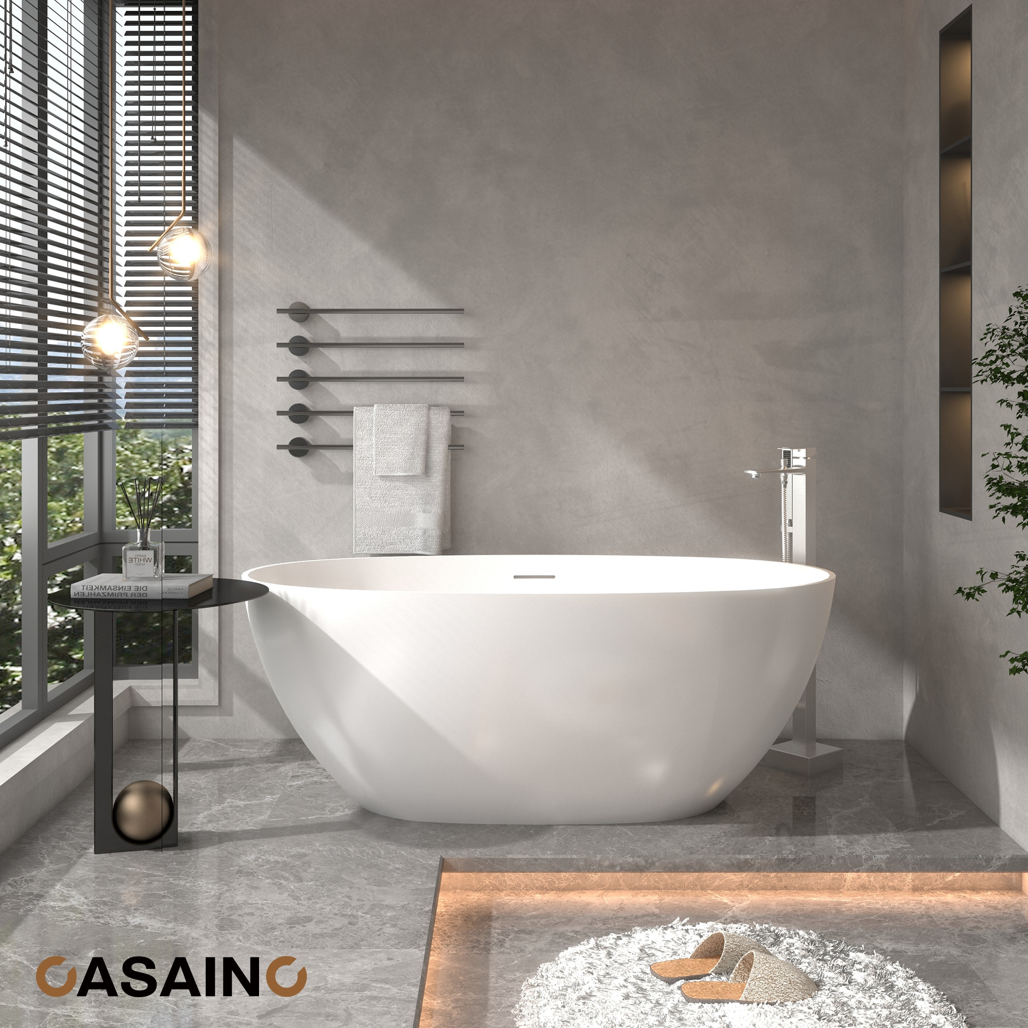 Brushed Nickel Freestanding Tub Faucet with Hand Shower