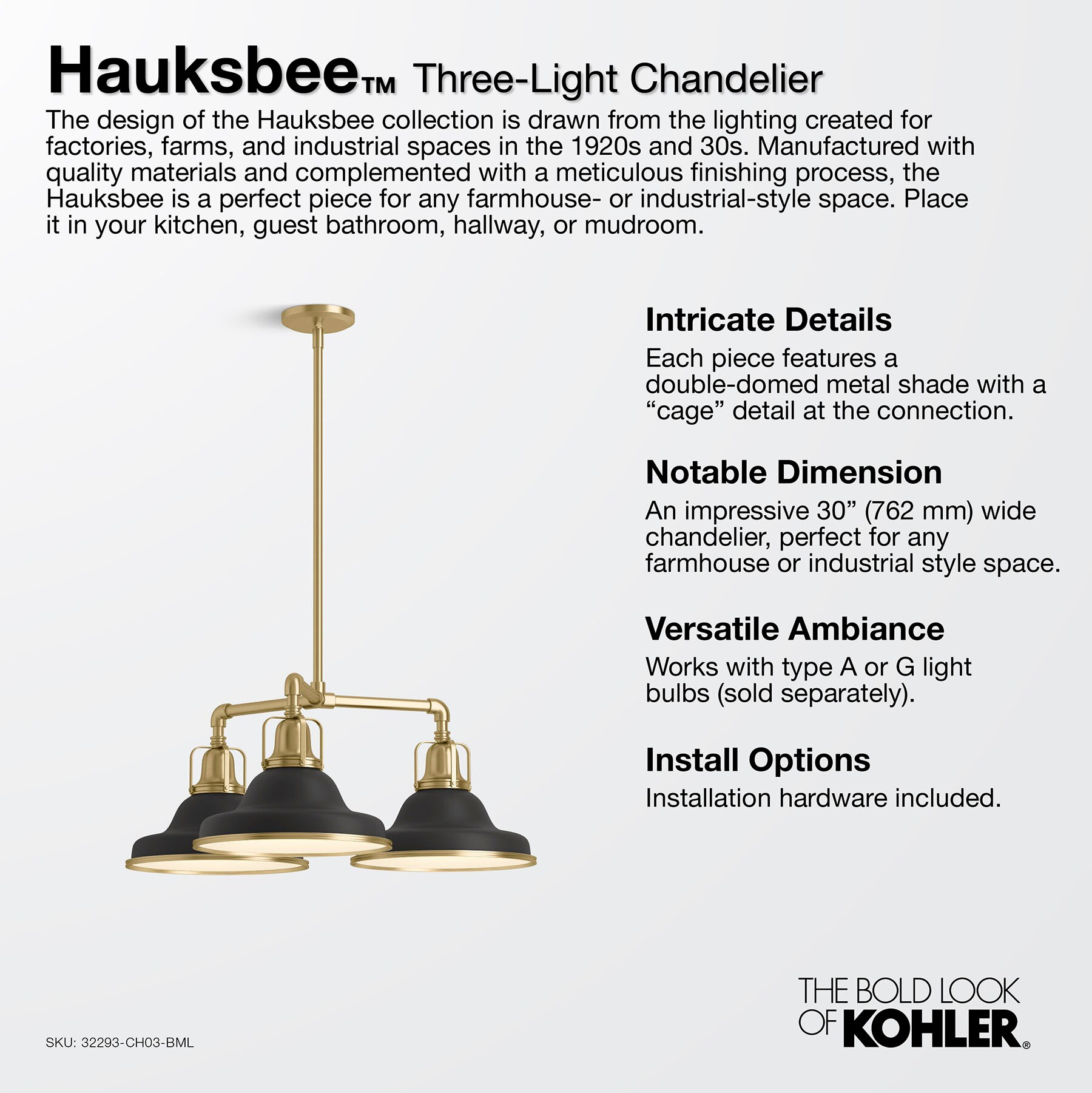 Farmhouse Industrial White Cage 30" Chandelier with Chrome Accents