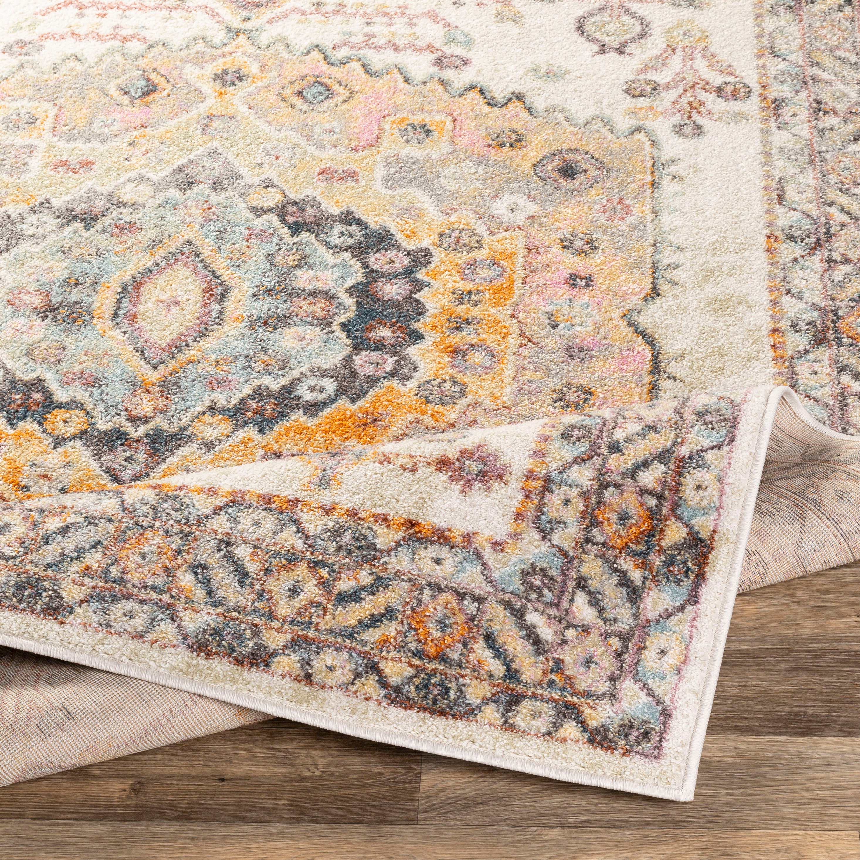 Gray Spot Medium Pile Synthetic Area Rug, 5'3" x 7'3"