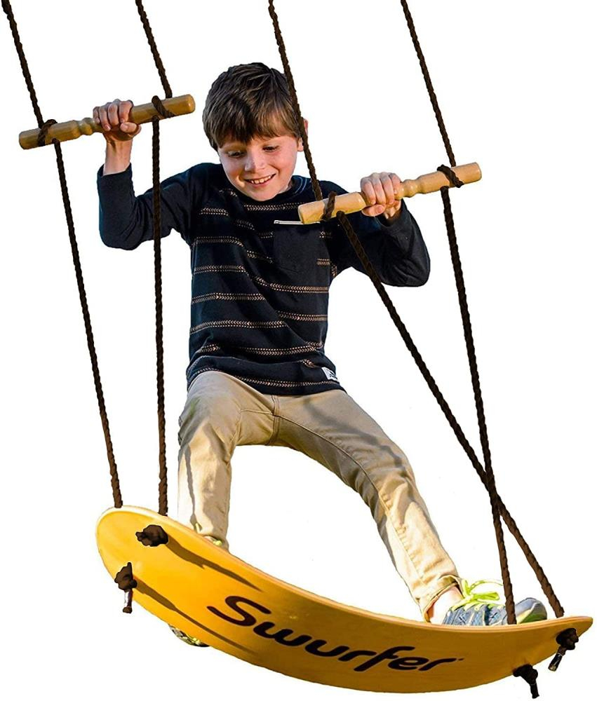 Swurfer The Original Stand up Surfing Swing, Wooden Outdoor Swing for Kids and Adults