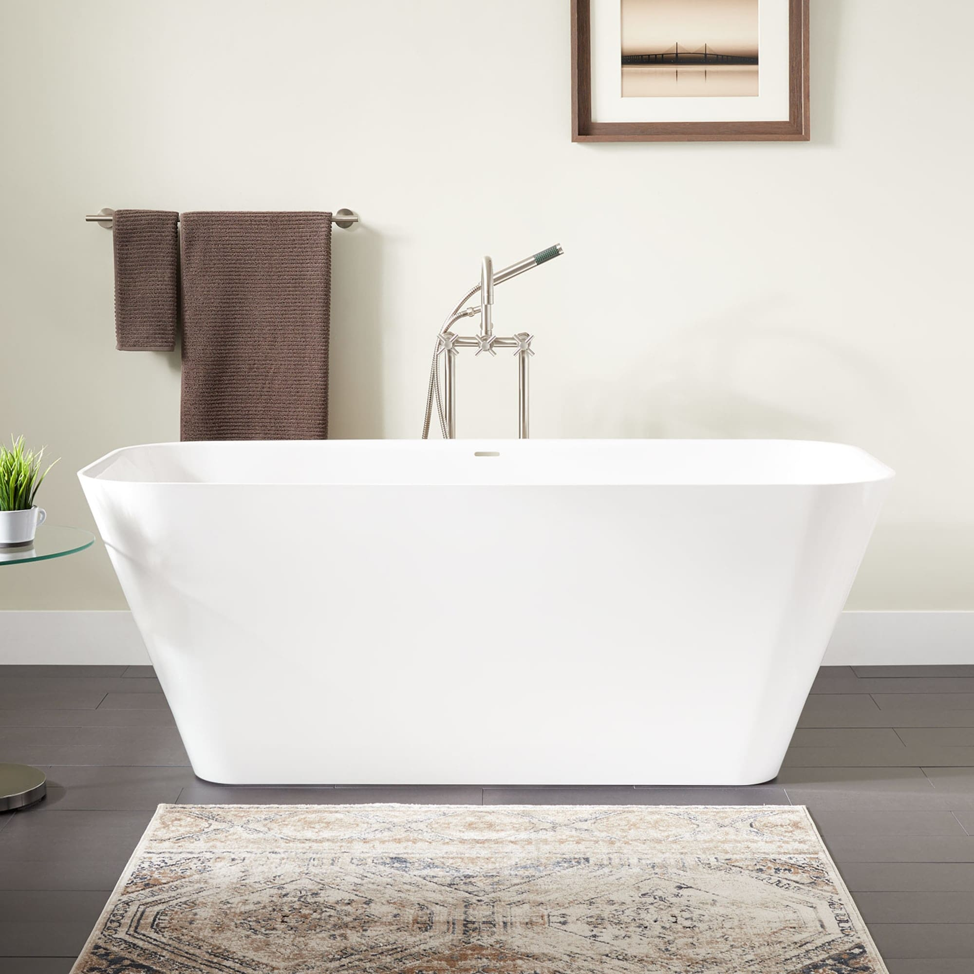 Signature Hardware Inoma 66'' x 31'' Freestanding Soaking Solid Surface Bathtub