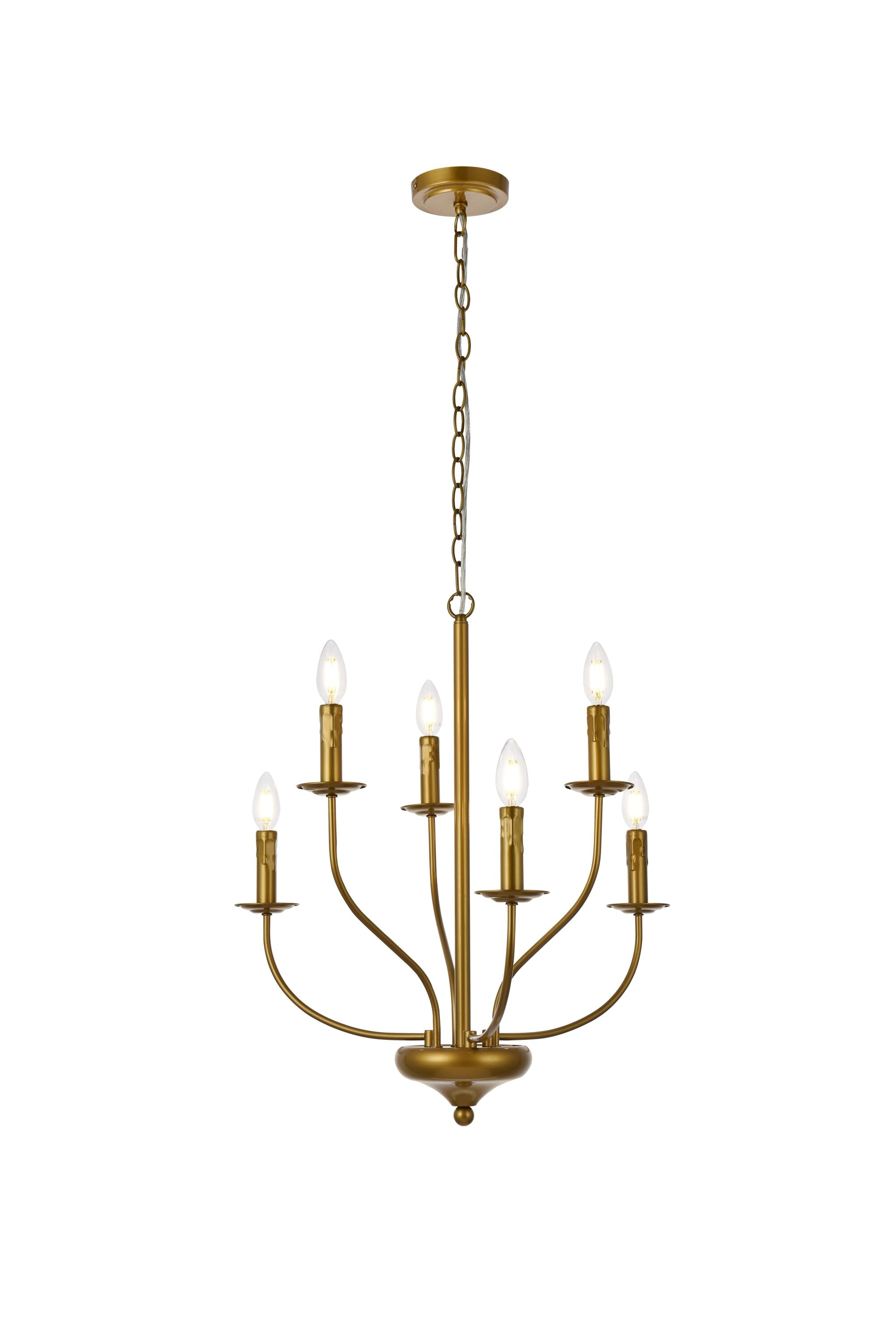 Westley 6 lights pendant in brass