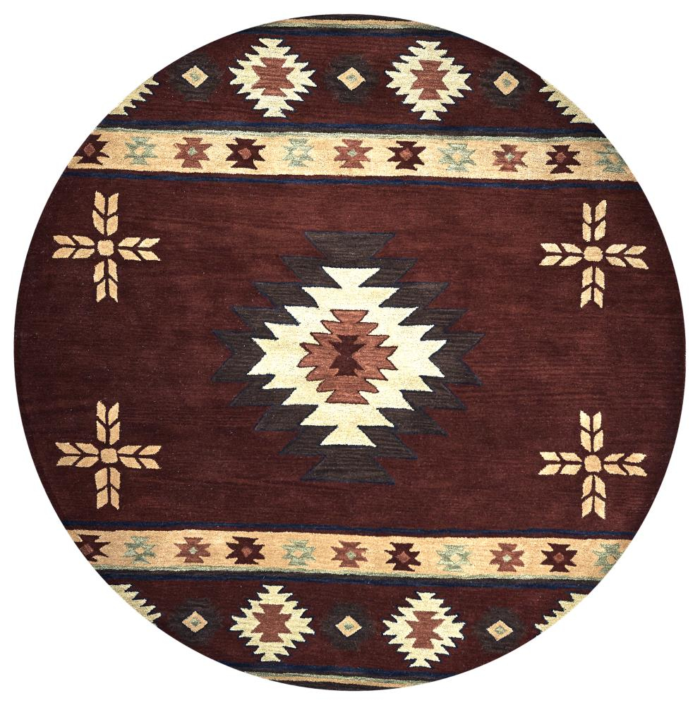Alora Decor 8'x8' Ryder Southwest Round Area Rug Burgundy