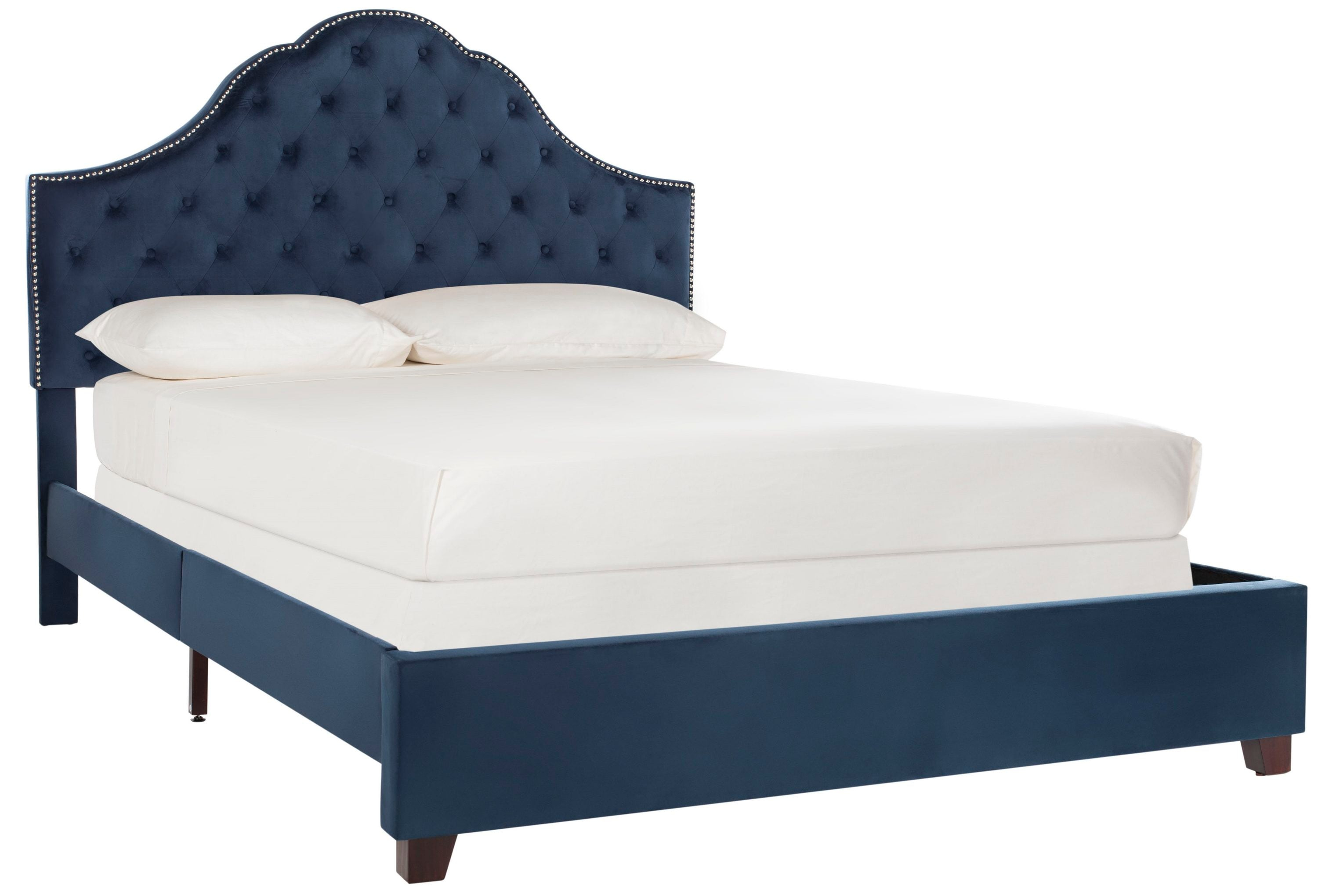 SAFAVIEH Beckham Modern Glam Tufted Headboard with Nail Heads, Queen, Navy