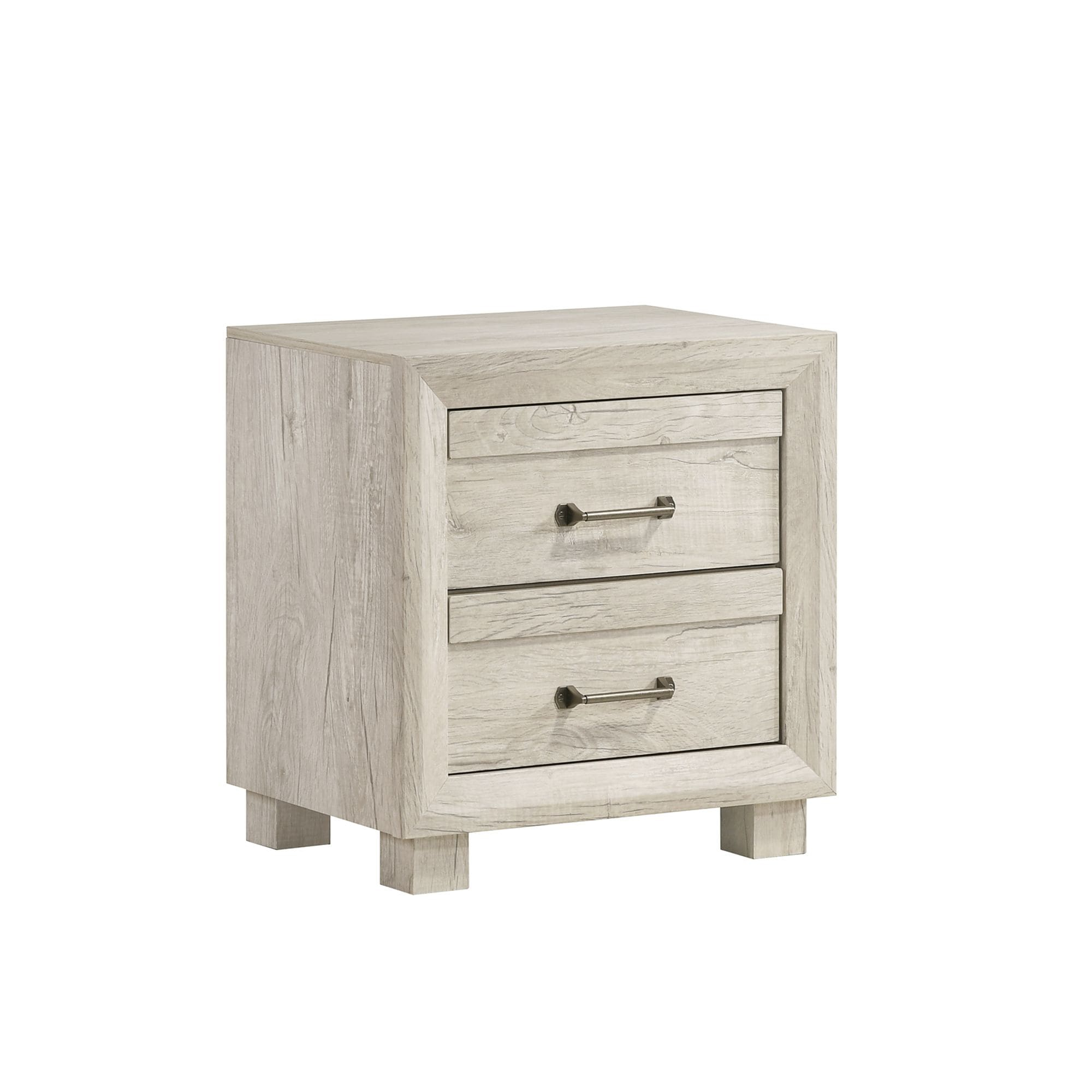 Picket House Furnishings Tarrant Mesita de Noche de 2 Cajones con USB en Blanco