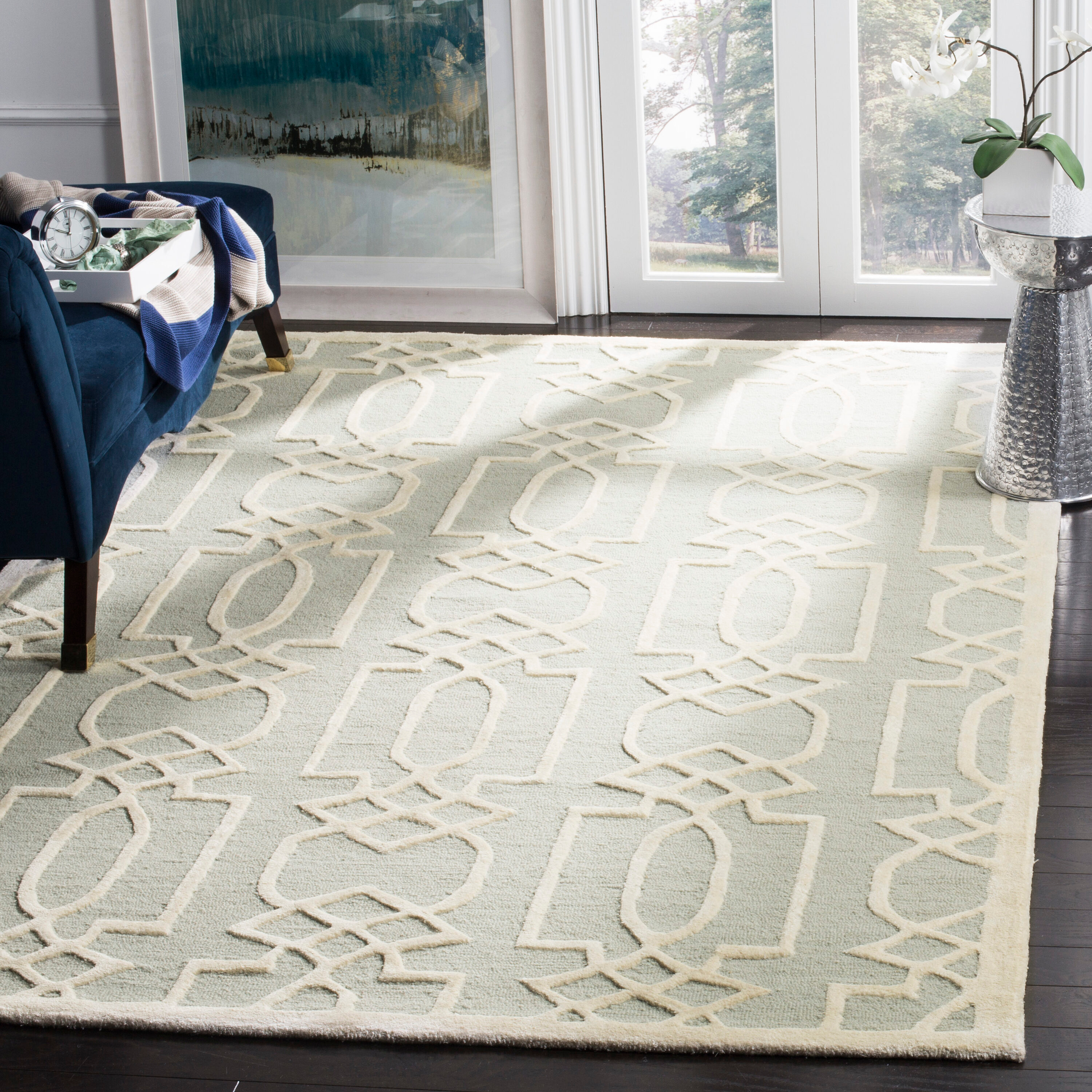 SAFAVIEH Bella Janis Geometric Striped Wool Area Rug, Grey/Ivory, 8' x 10'