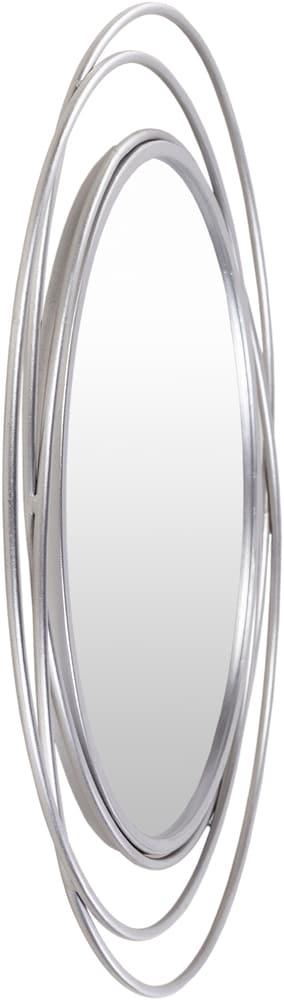 Sleek Rectangular Wood & Silver Dixie Accent Mirror