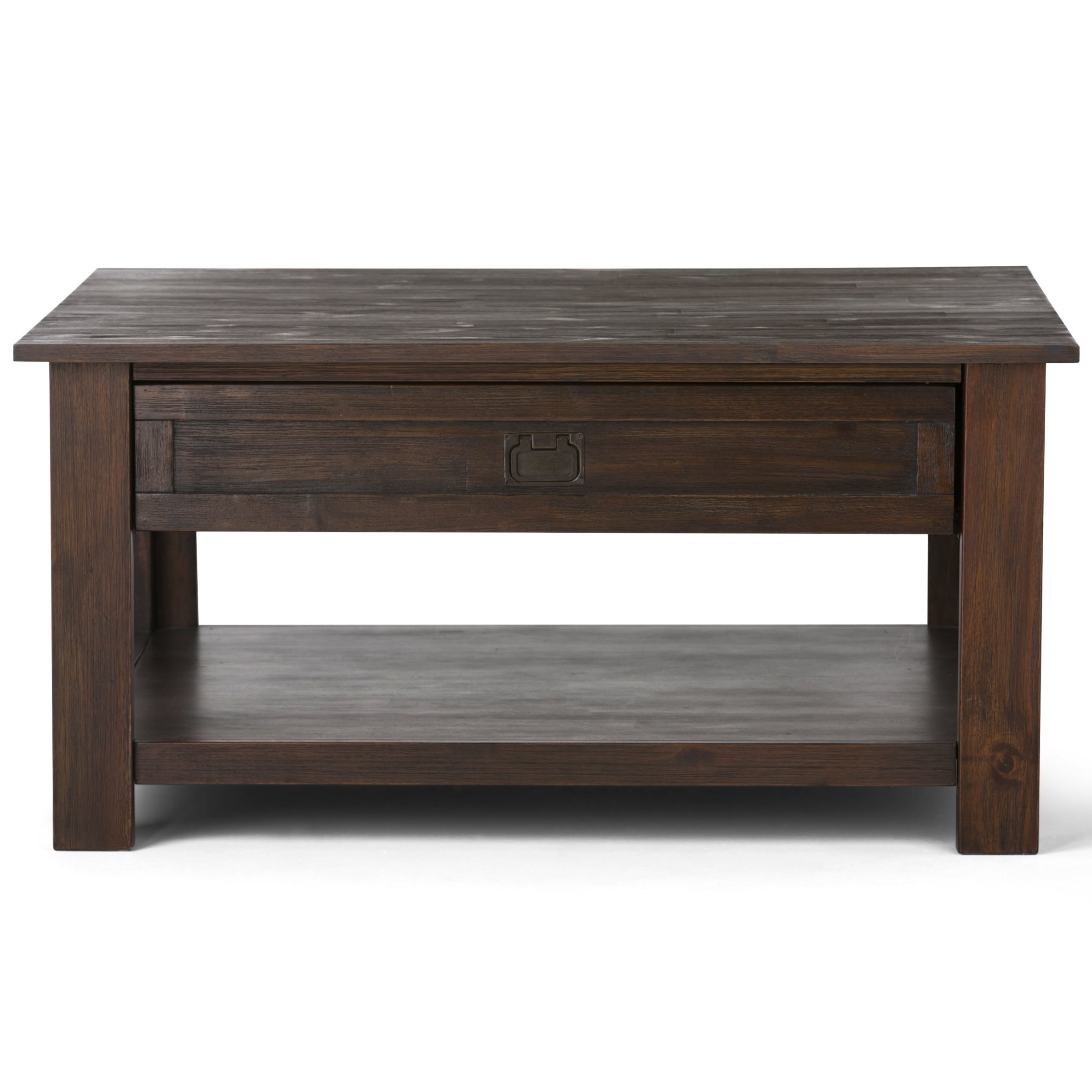 Simpli Home Monroe SOLID ACACIA WOOD 38 inch Wide Square Rustic Coffee Table in Distressed Charcoal Brown