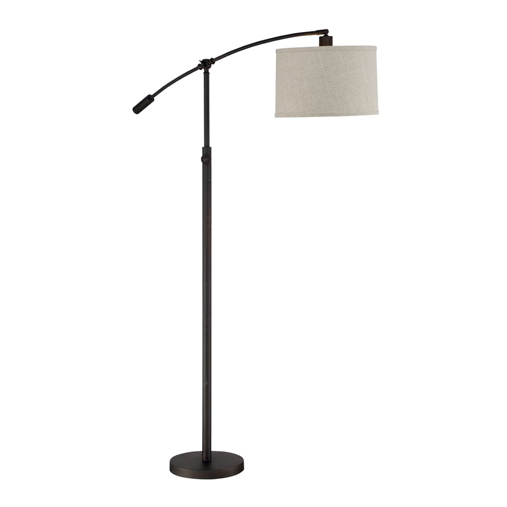 Clift Floor Lamp made of Steel and White Fabric Drum Shade