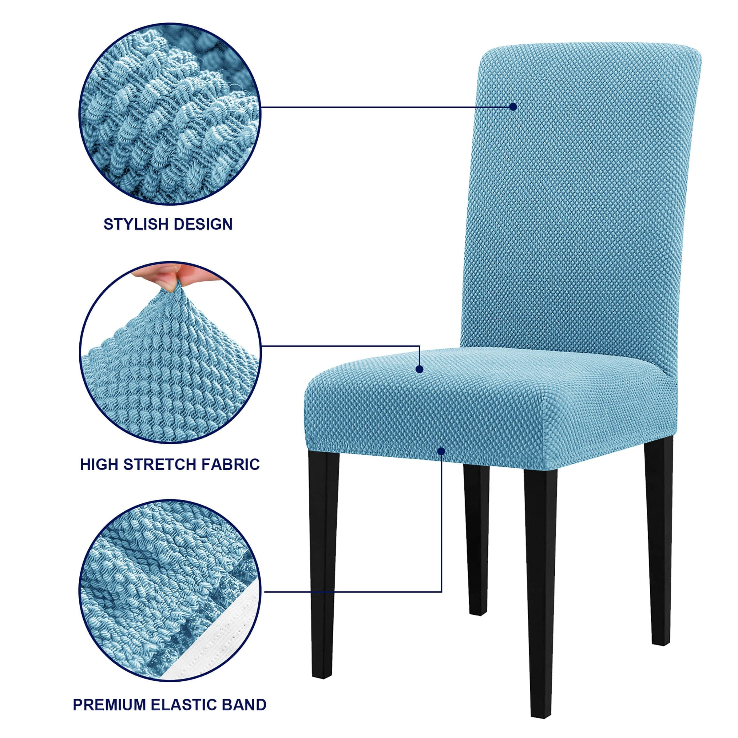 Subrtex Stretch Textured Mini Dots Dining Chair Slipcover (Set of 2, Smoky Blue)