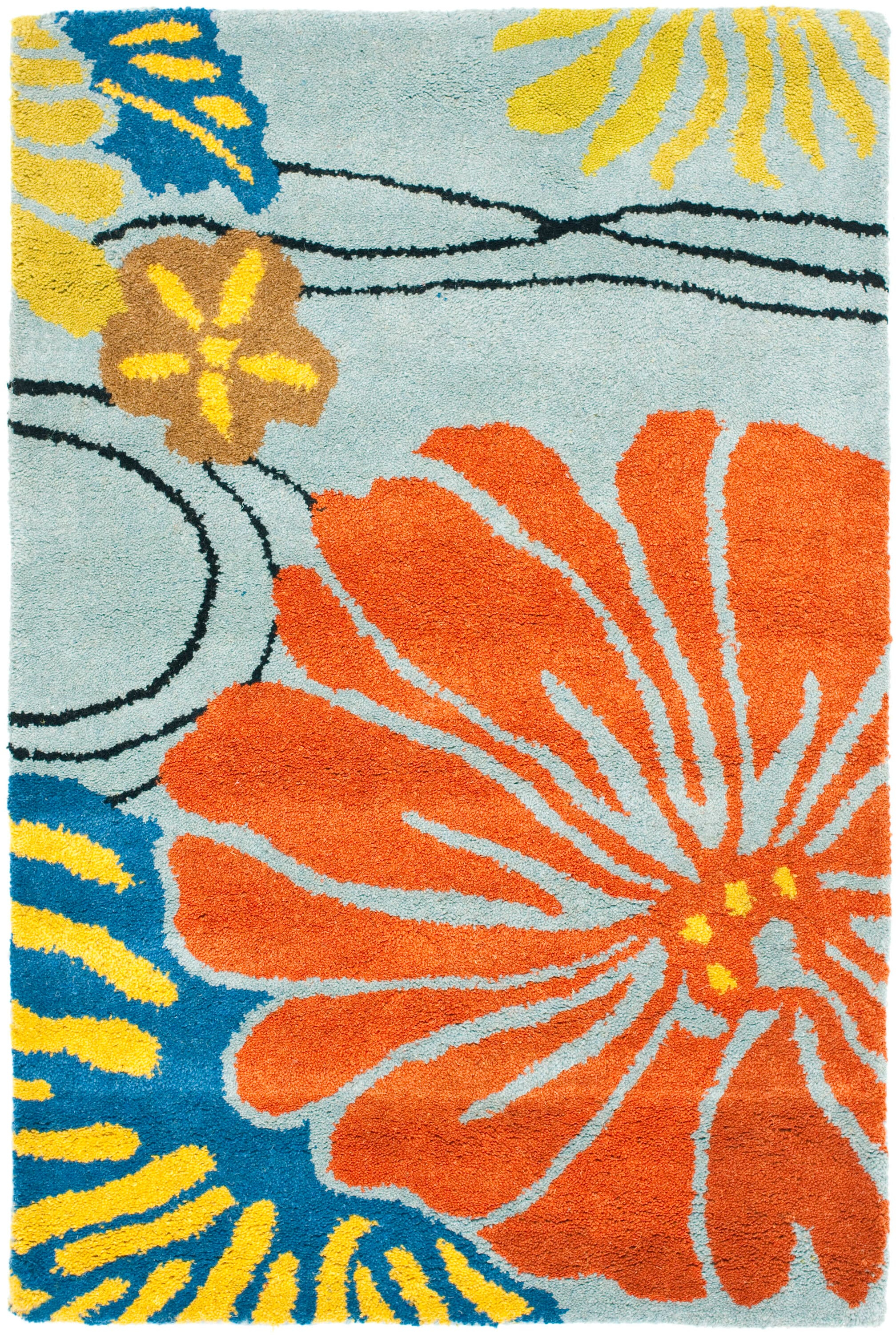 SAFAVIEH Soho Hazel Floral Wool Area Rug, Blue/Multi, 2' x 3'