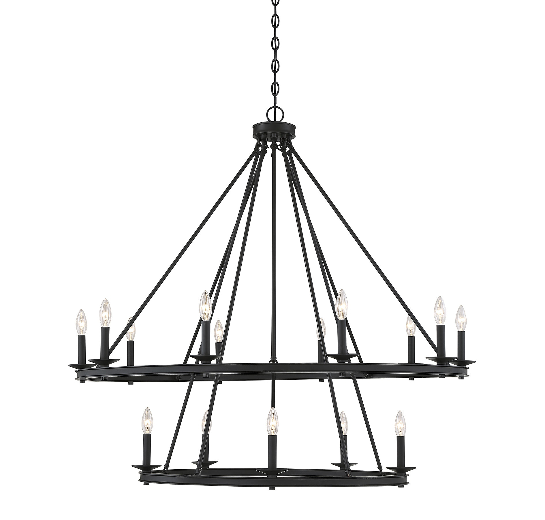 Traditional Fifteen Light Chandelier-Matte Black Finish Bailey Street Home 159-Bel-2893935