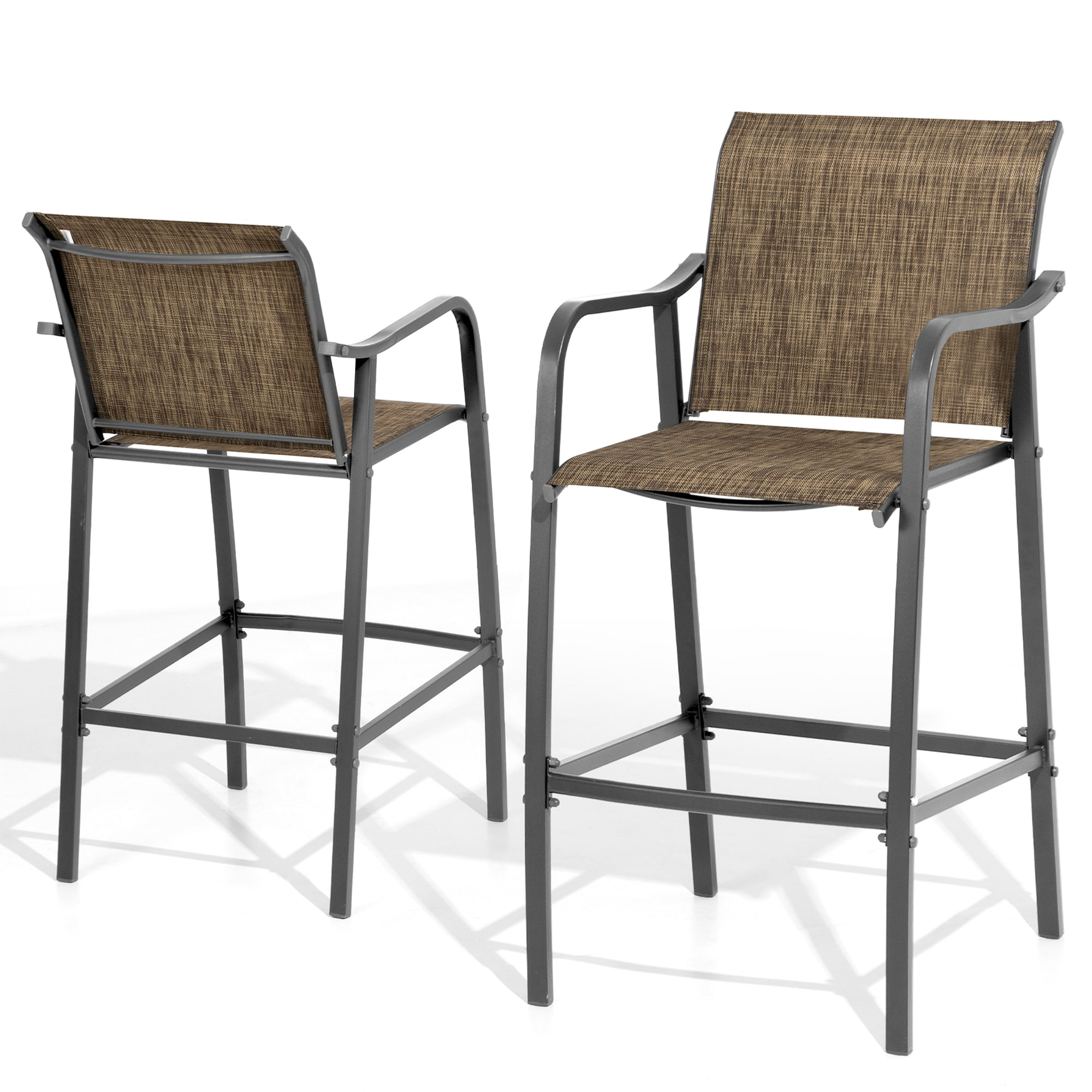Crestlive Products Lightweight with Curved Backrest Weather-Resistant Bar Stools Set of 2, Earth