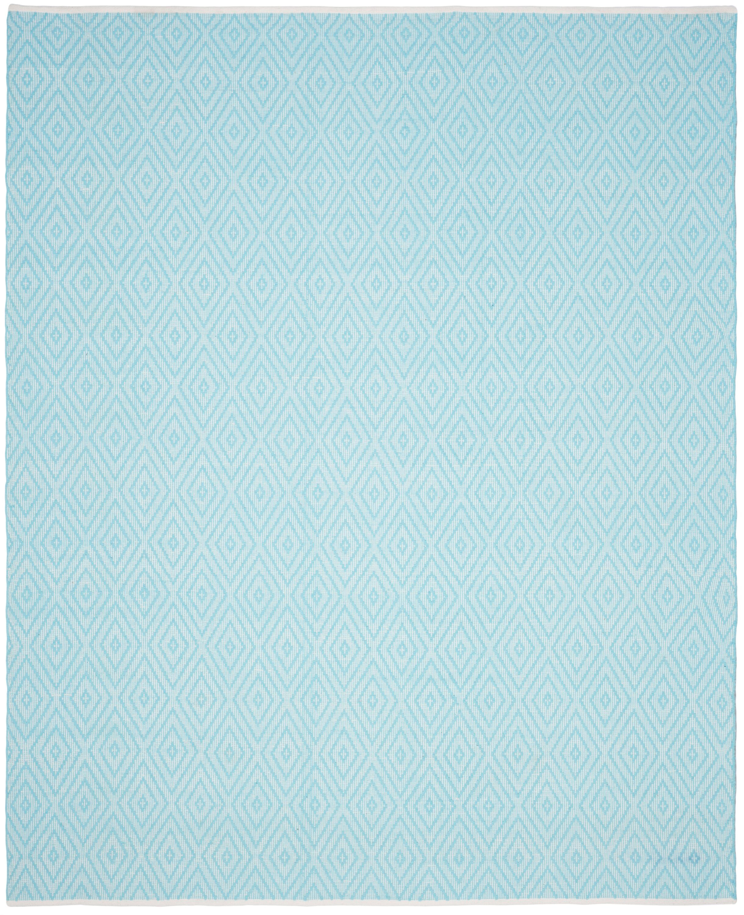 SAFAVIEH Montauk Kimberlyn Geometric Diamond Cotton Area Rug, Turquoise/Ivory, 11' x 15'