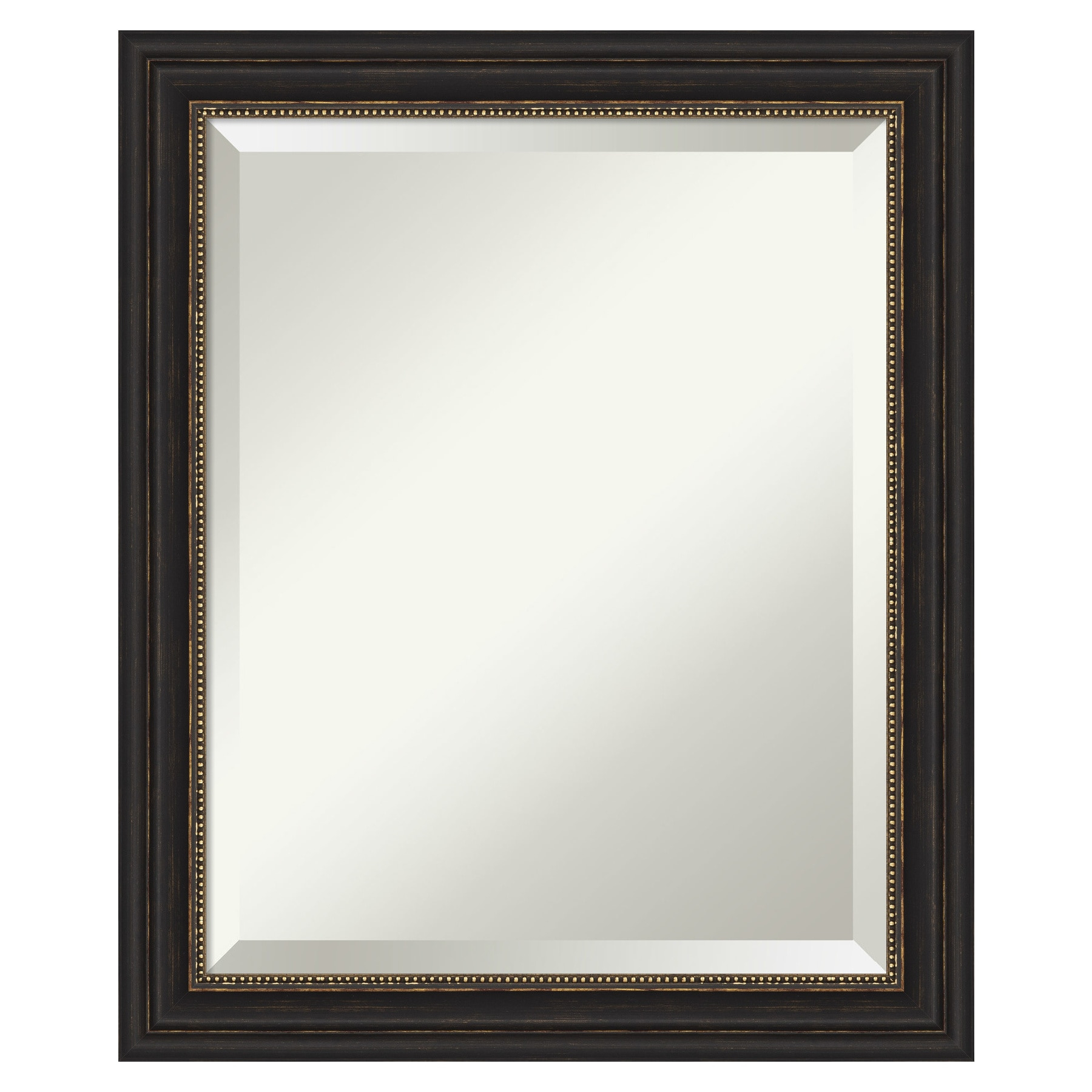 Amanti Art Beveled Bathroom Wall Mirror - Accent Bronze Narrow Frame Outer Size: 20 x 24 in