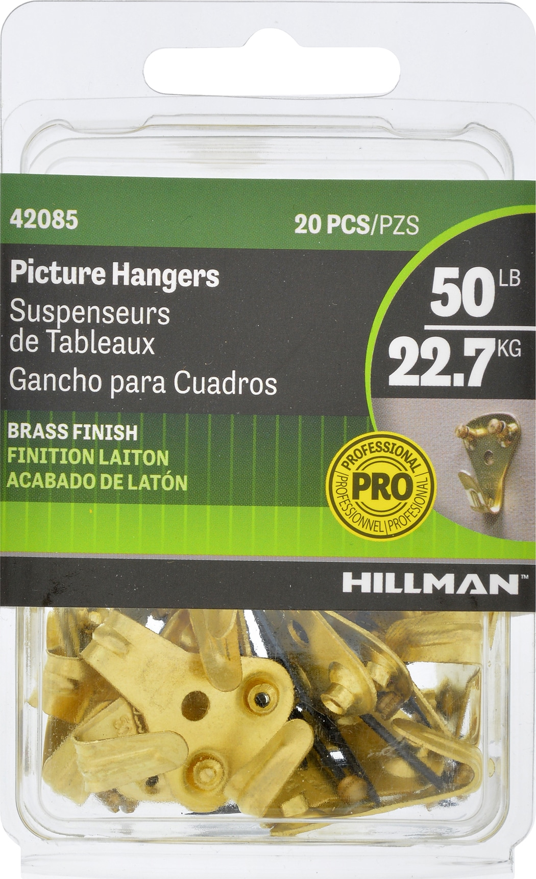 Hillman AnchorWire Brass-Plated Classic Picture Hanger 50 lb 20 pk (Case of 5)
