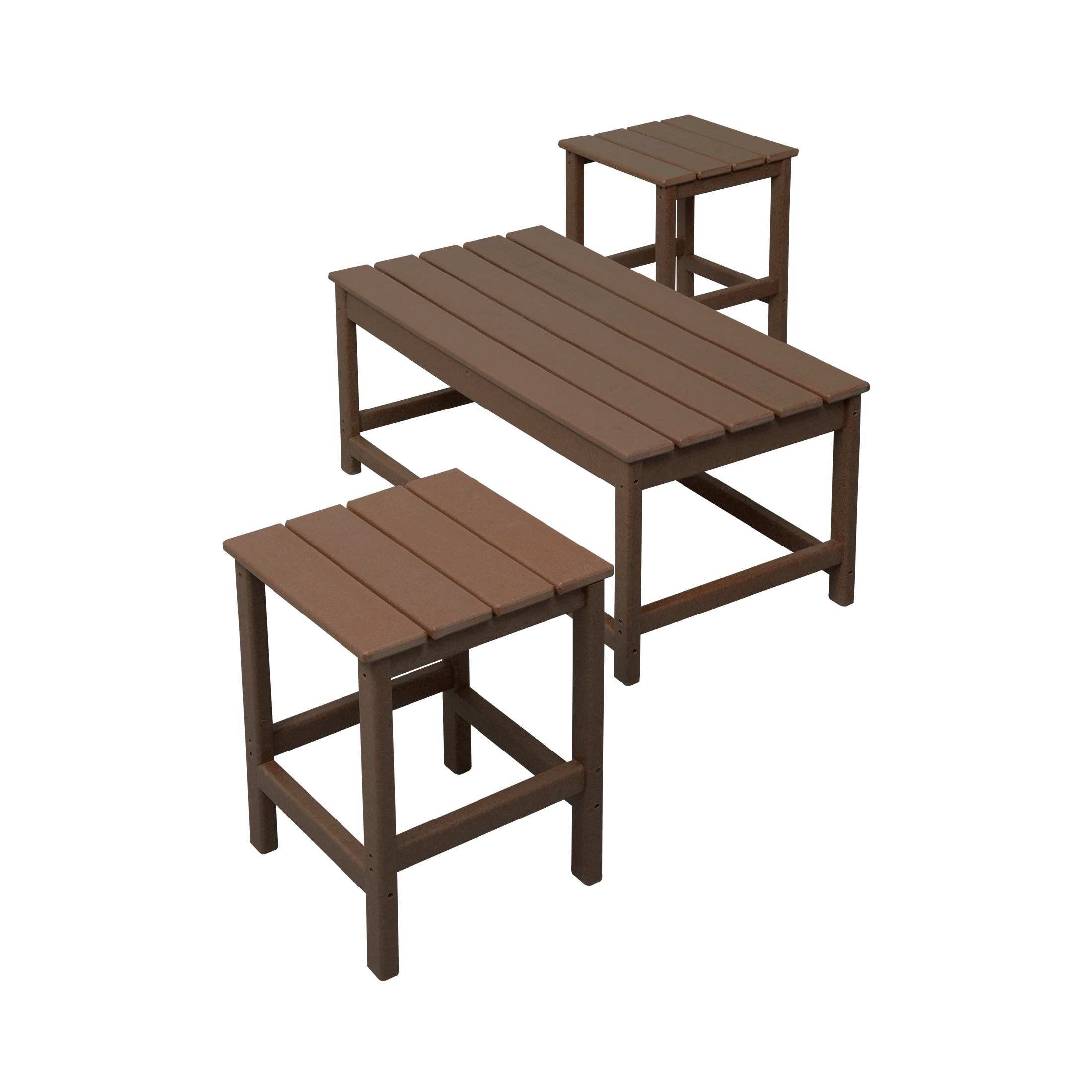 Polytrends  Laguna Hdpe All Weather Outdoor Patio Coffee And Side Tables (3-Piece Set) Dark Brown