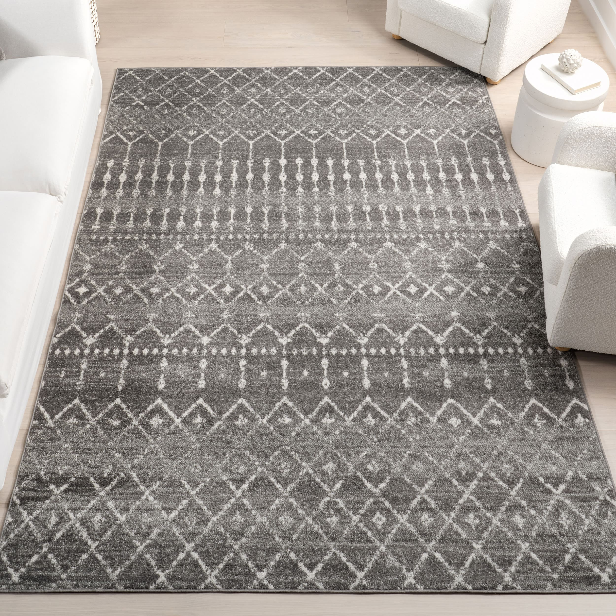 Handmade Dark Grey Geometric Oval 5' x 7' Synthetic Rug